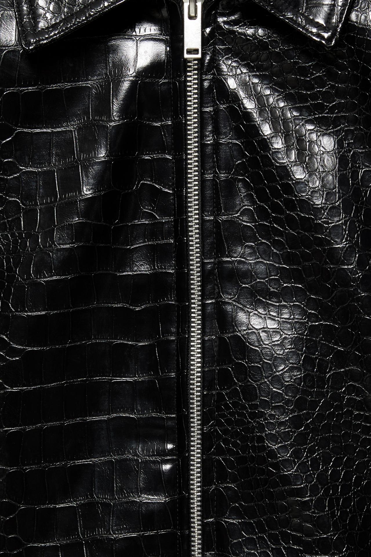 Leather effect crocodile jacket — Black