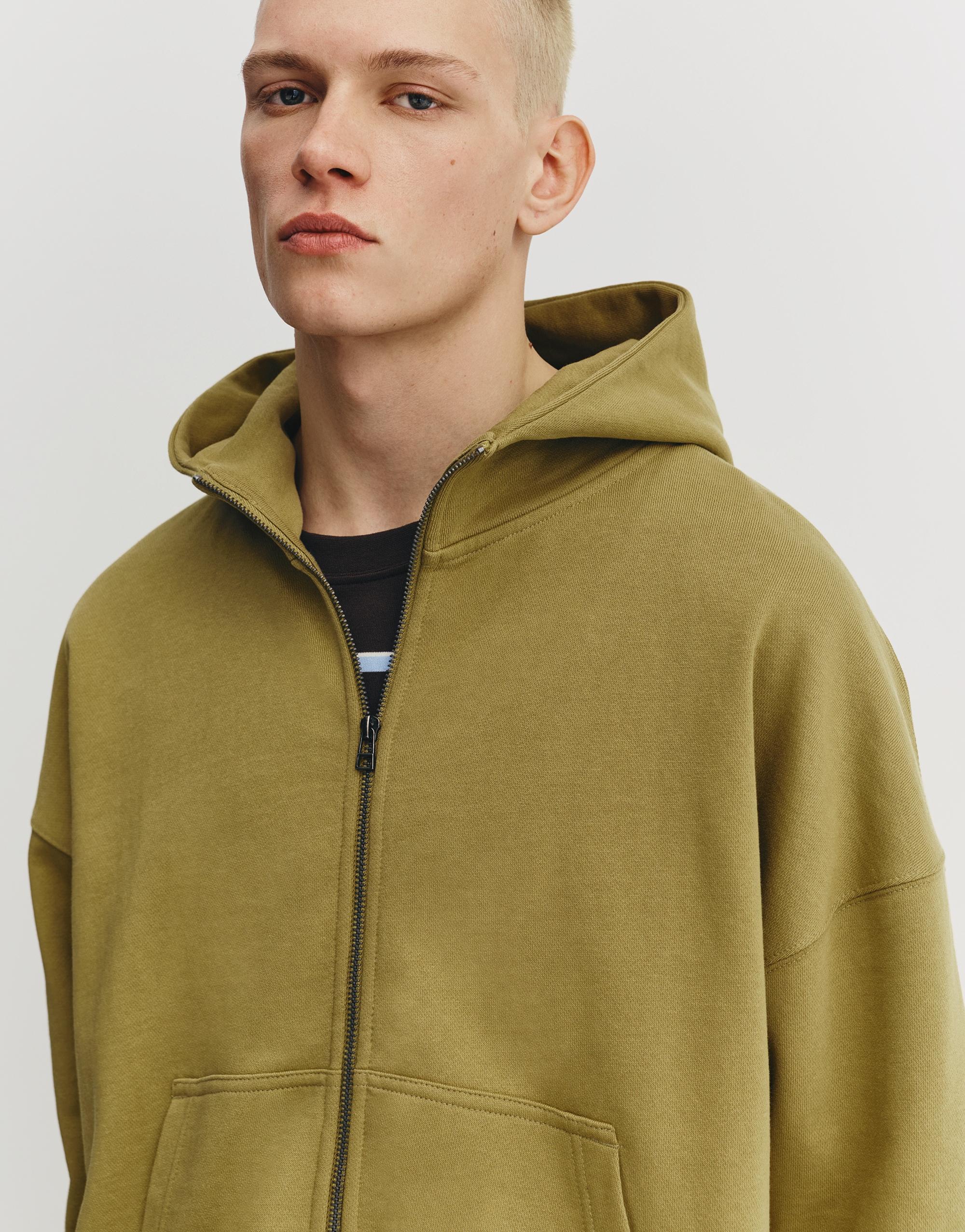 Boxy hoodie with zipper — Lime