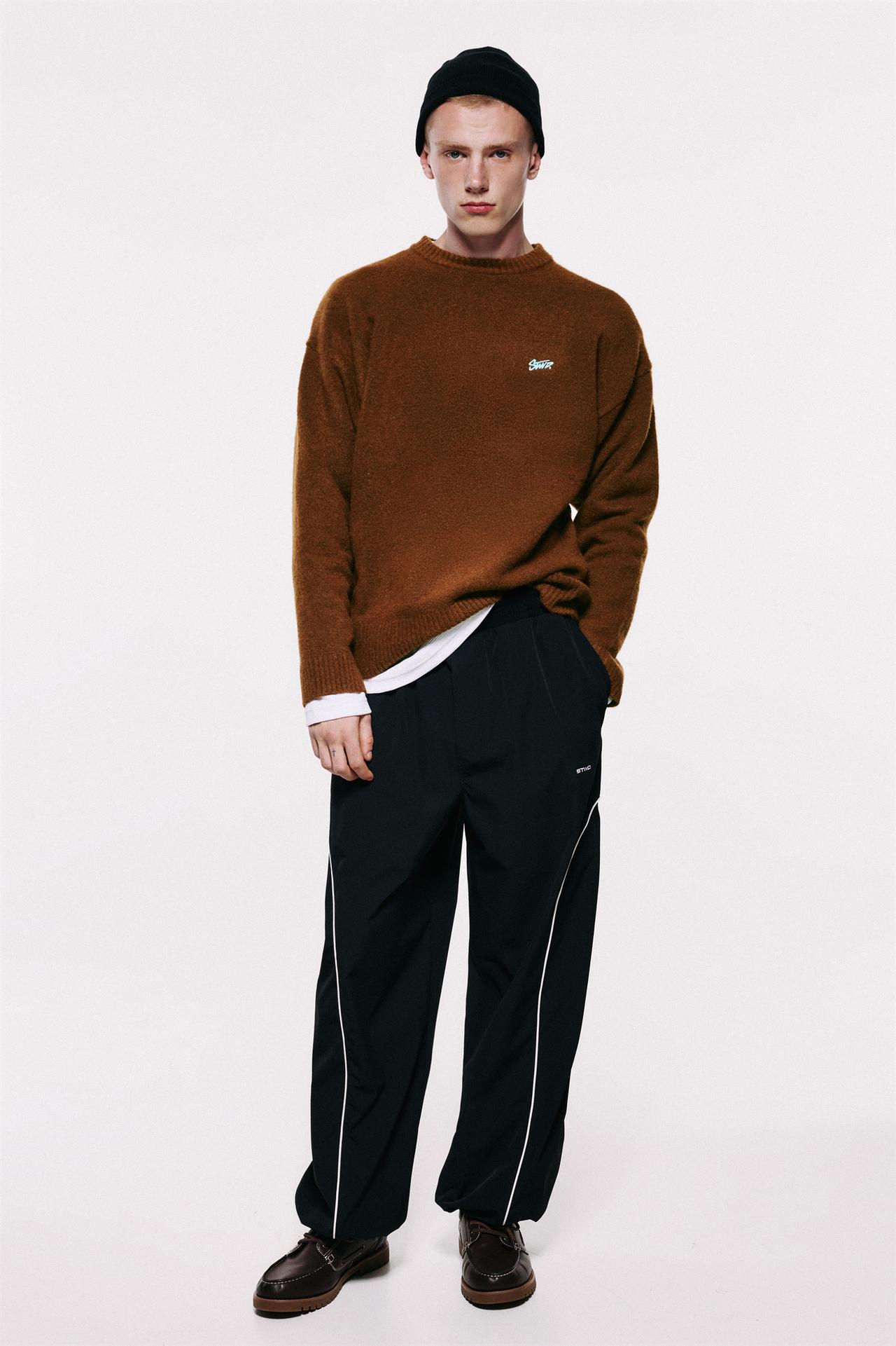 STWD embroidered knit jumper — Brown