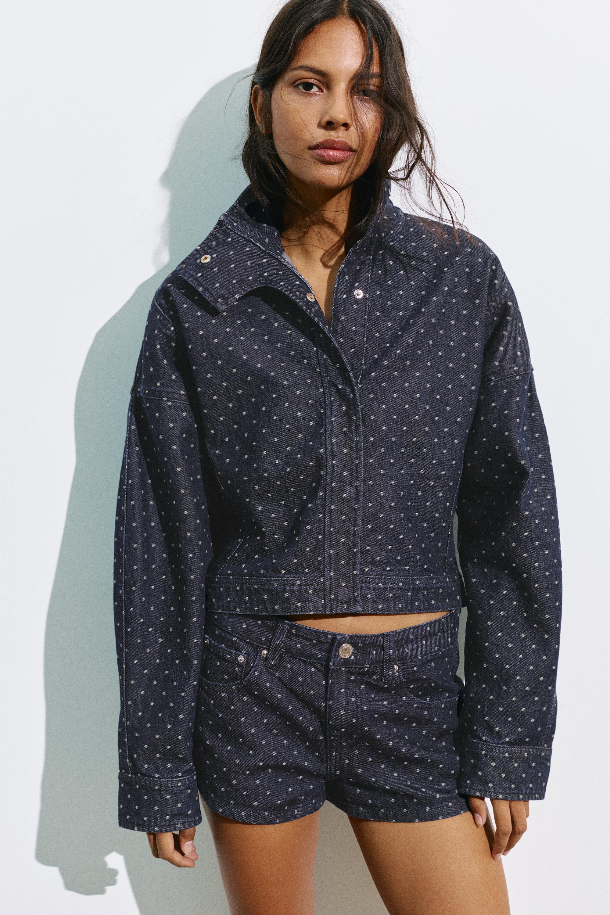 Polka dot denim jacket — Navy