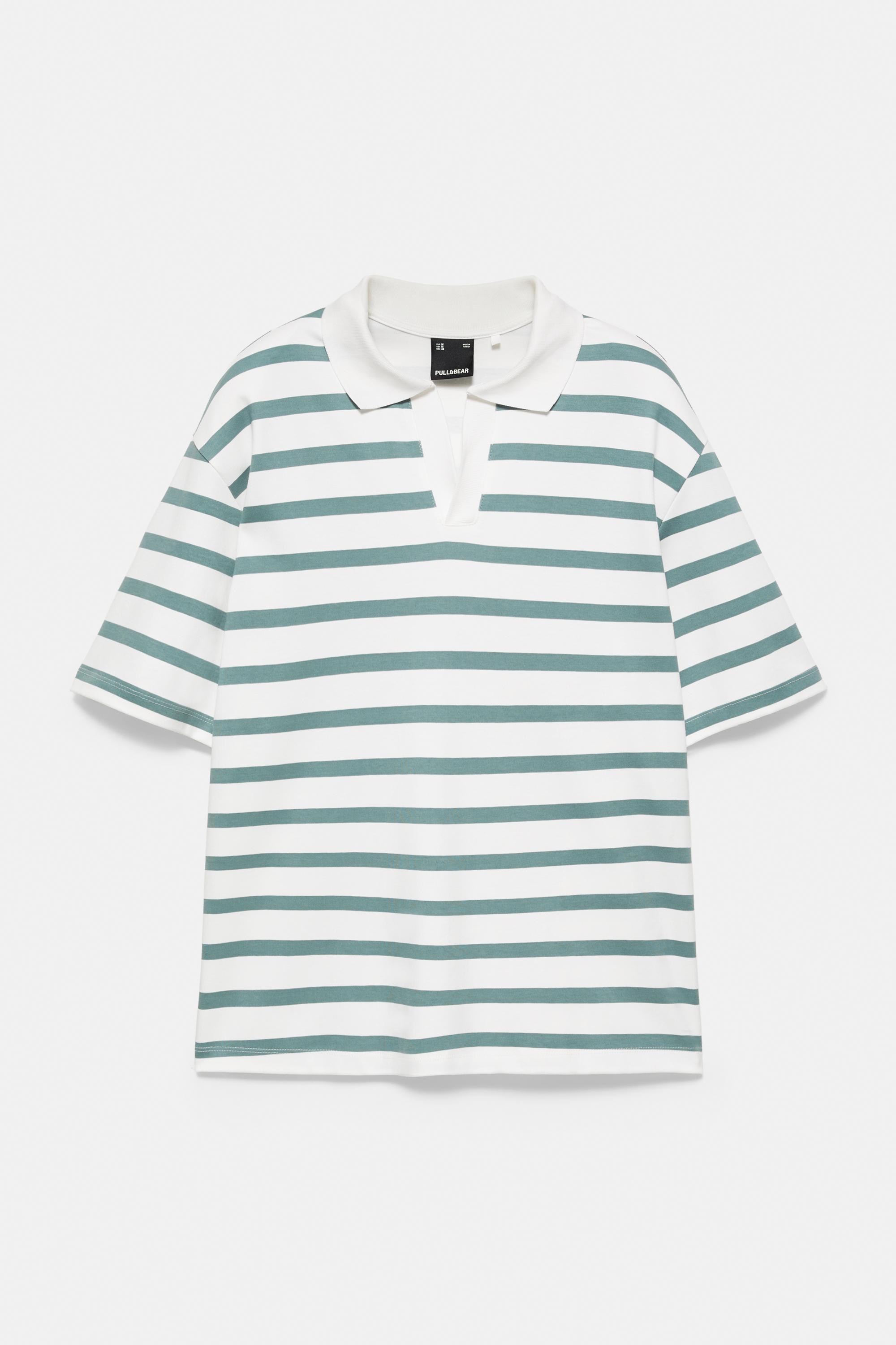 Short sleeve interlock polo shirt — Striped (alternate view)
