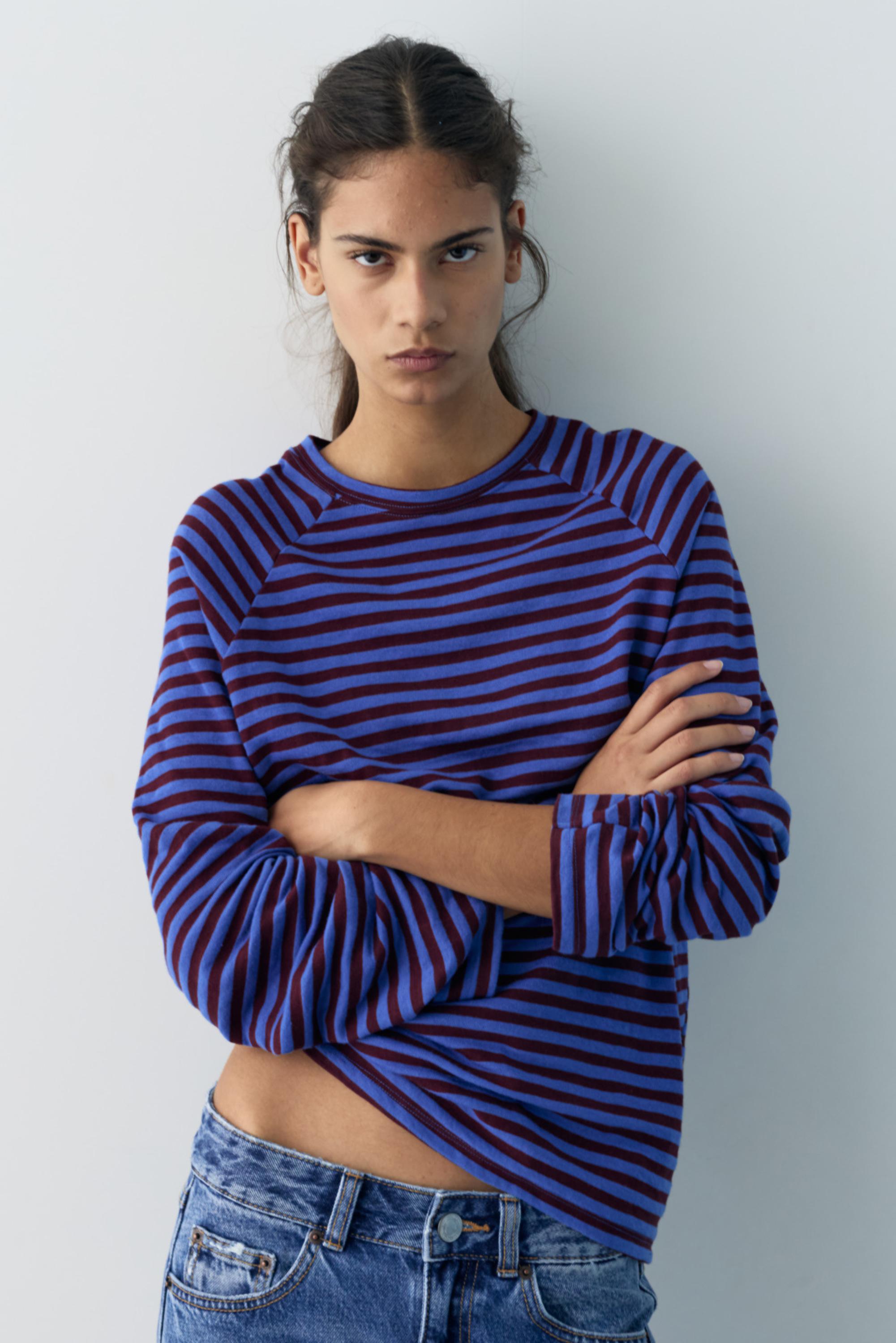 Uzun kollu çizgili tişört - Görsel 64