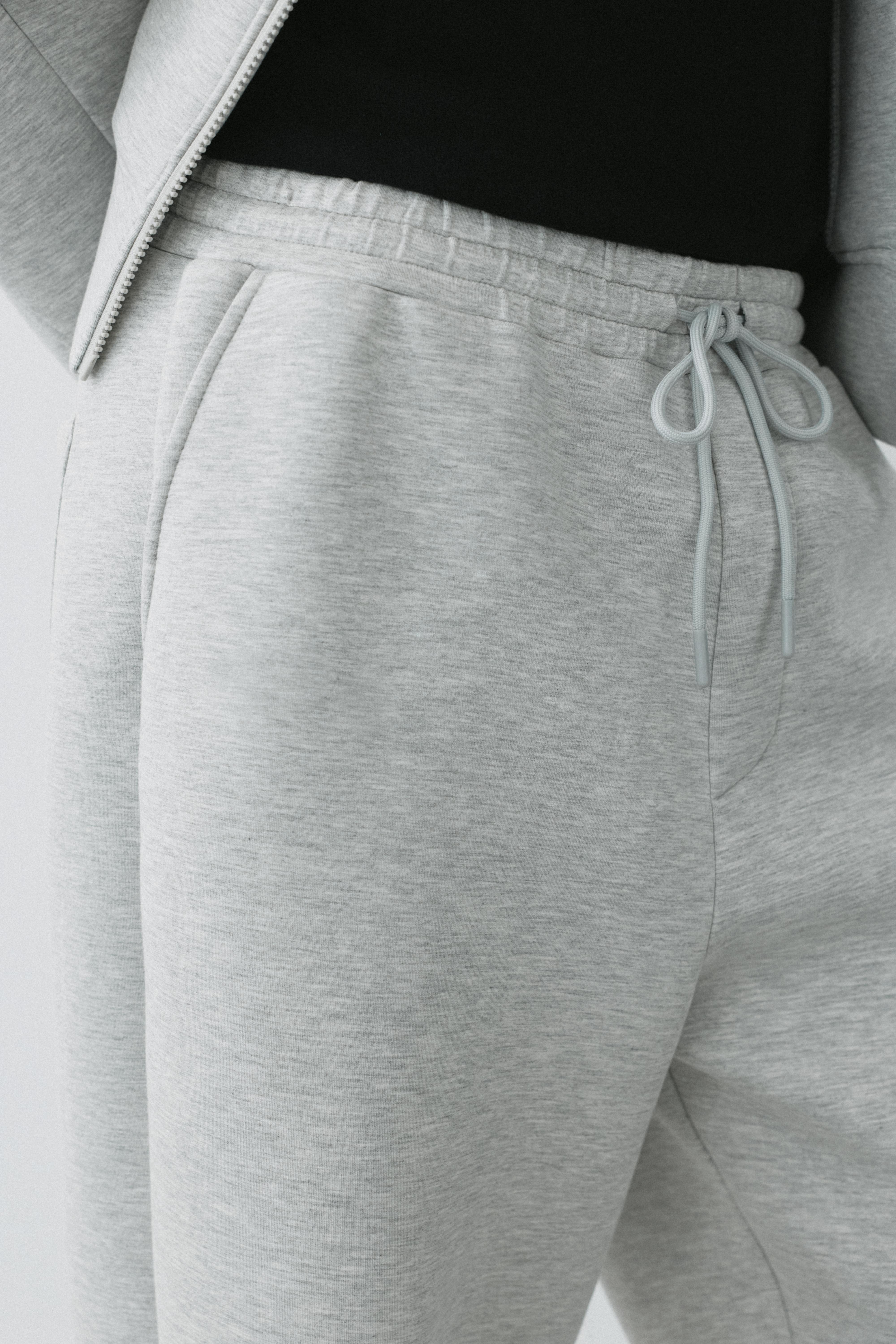 Neoprene-effect baggy trousers — Grey marl