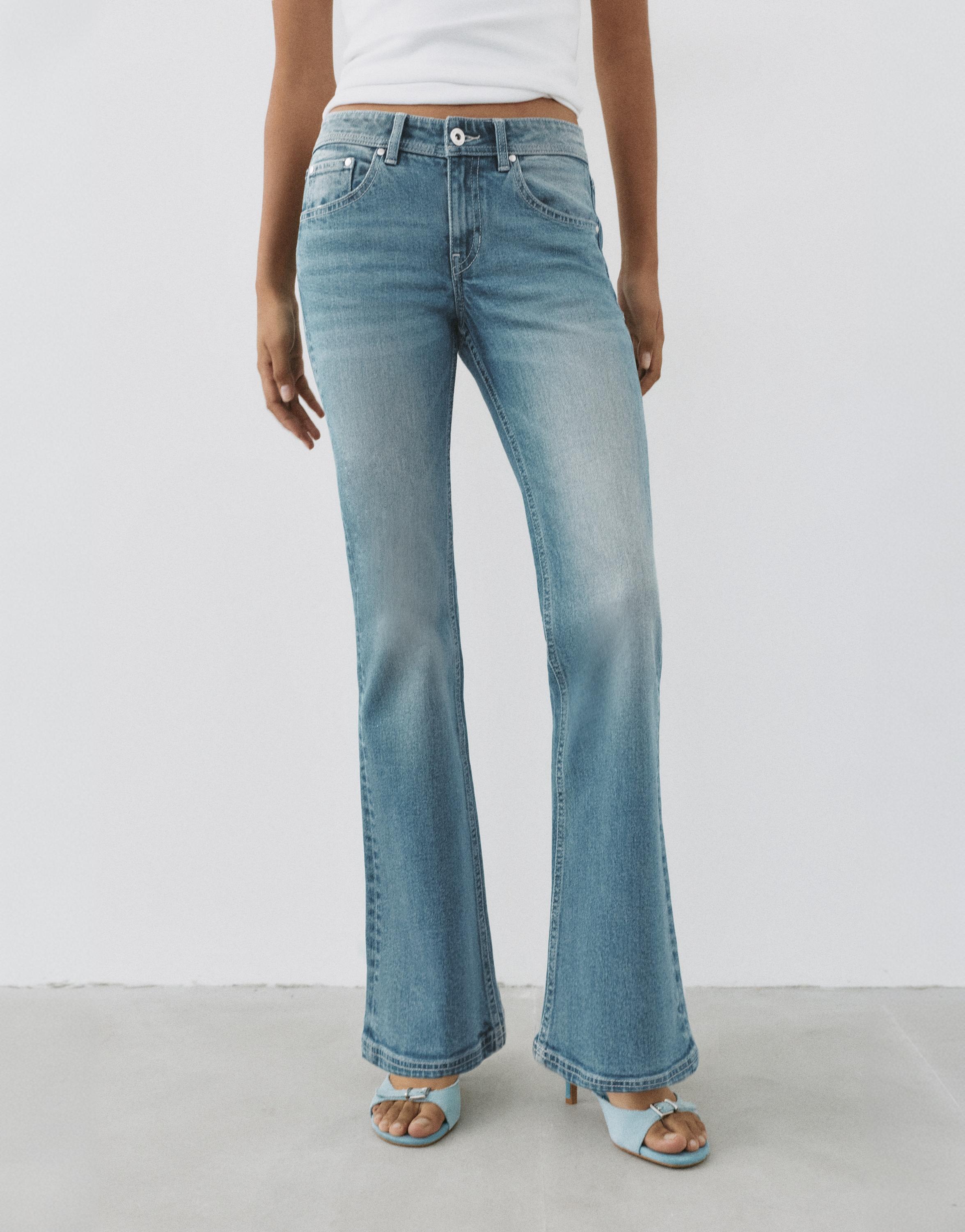 Low-rise boot-cut jeans — Greenish blue