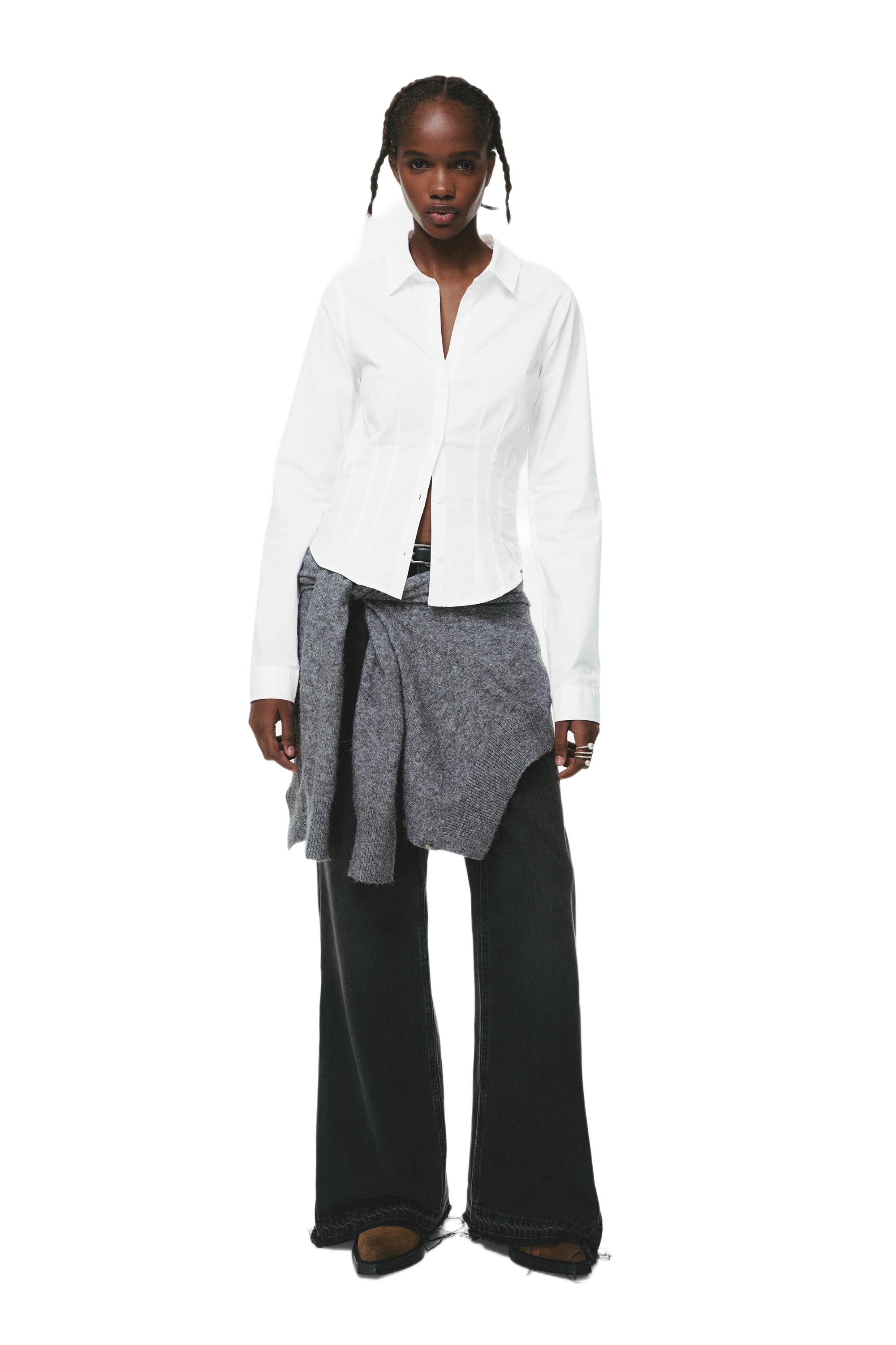 Poplin yırtmaçlı dar kesim gömlek - Görsel 62