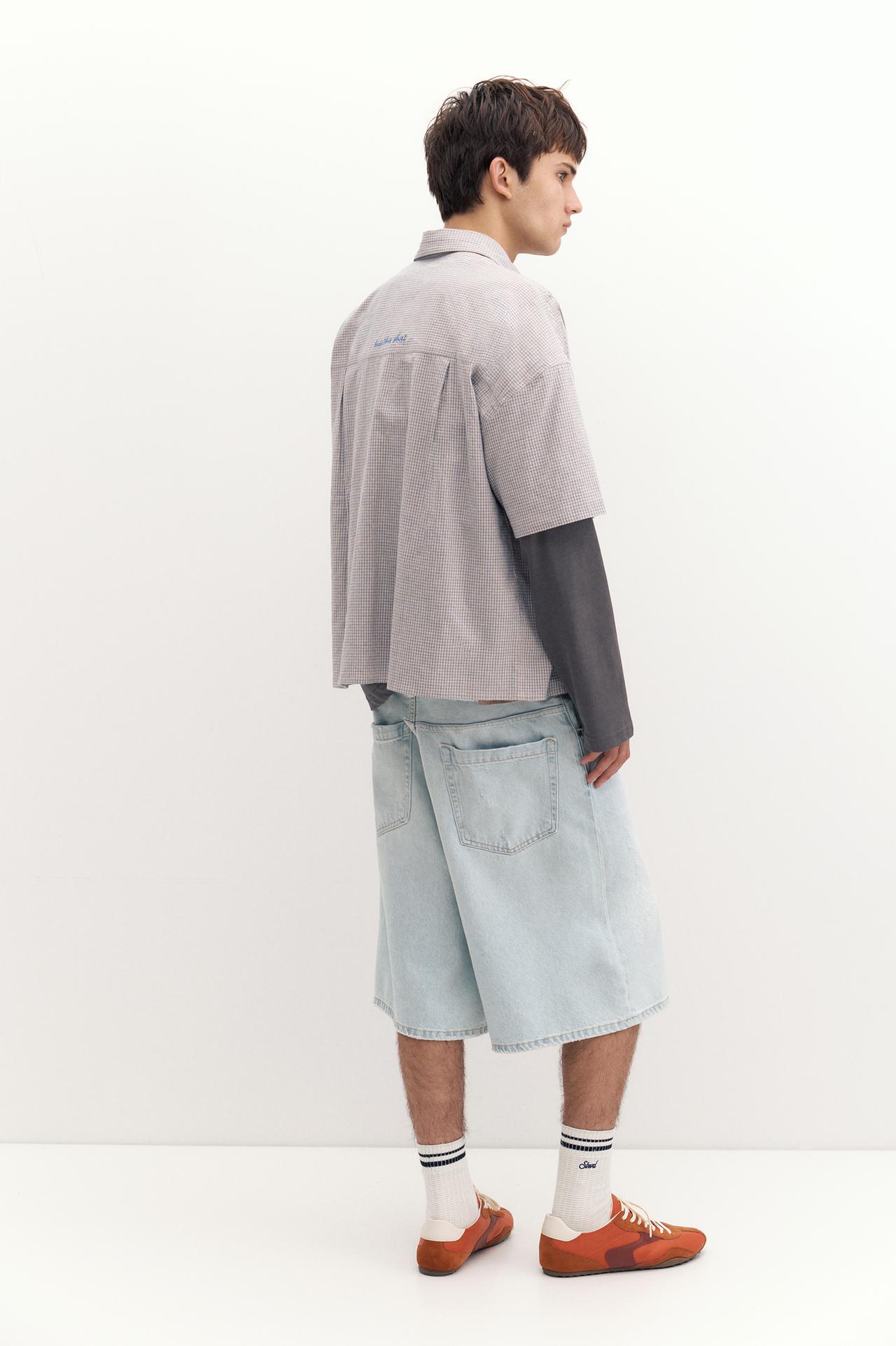 Short sleeve check shirt — Sand/Blue