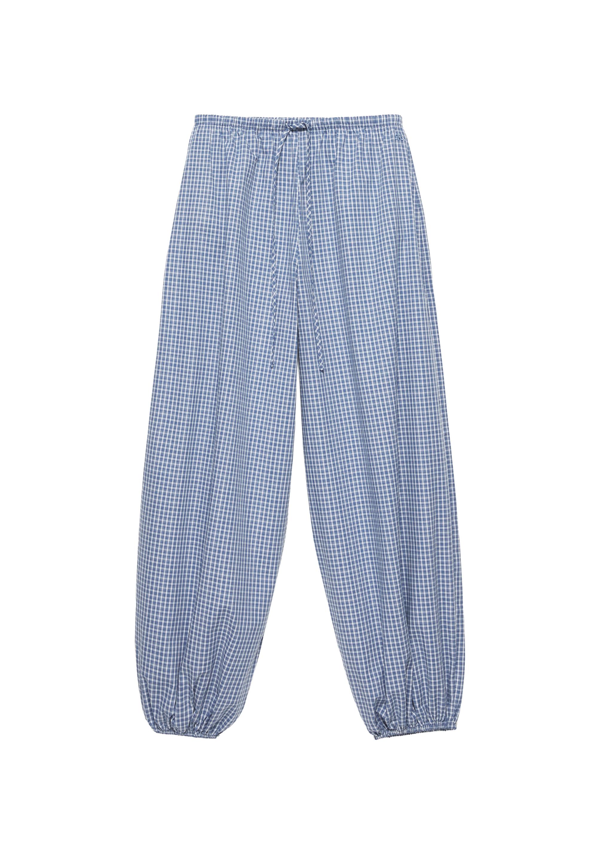 Check sarouel trousers — Medium blue