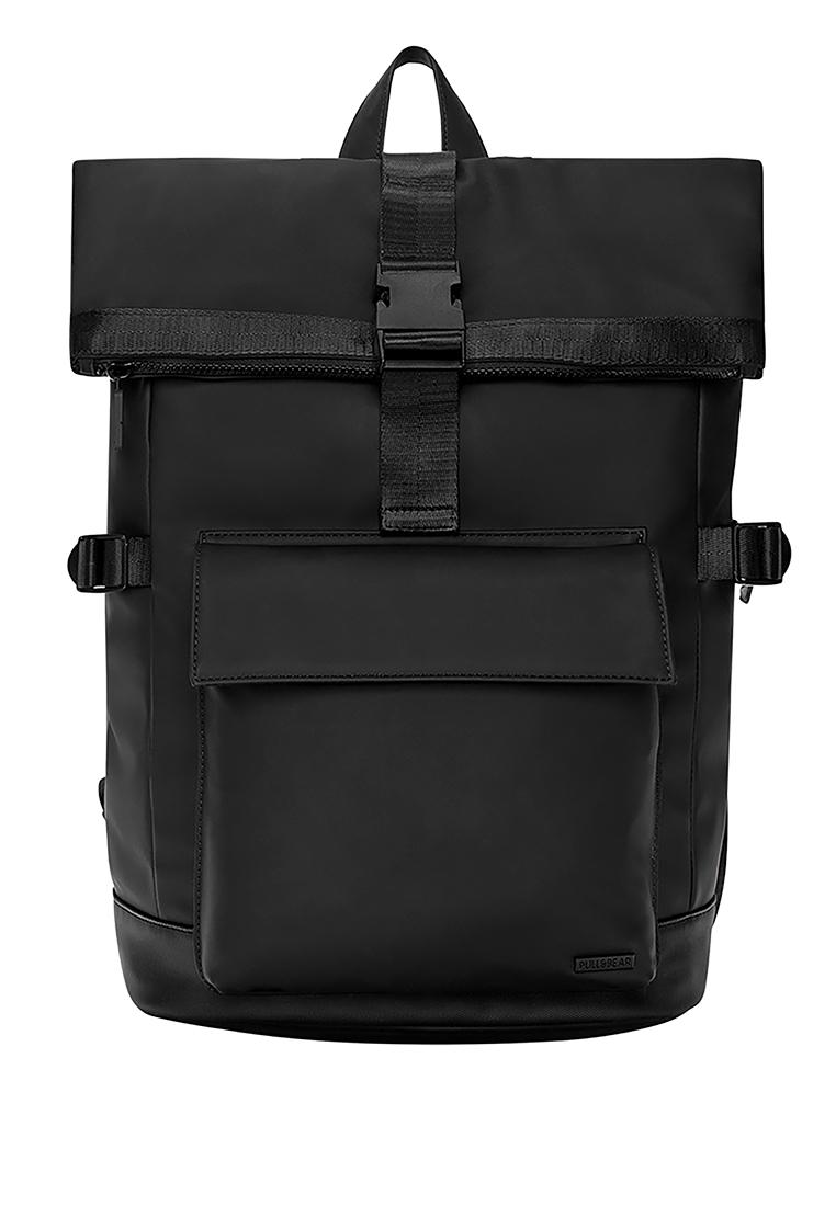 Rubberised flap backpack — Black