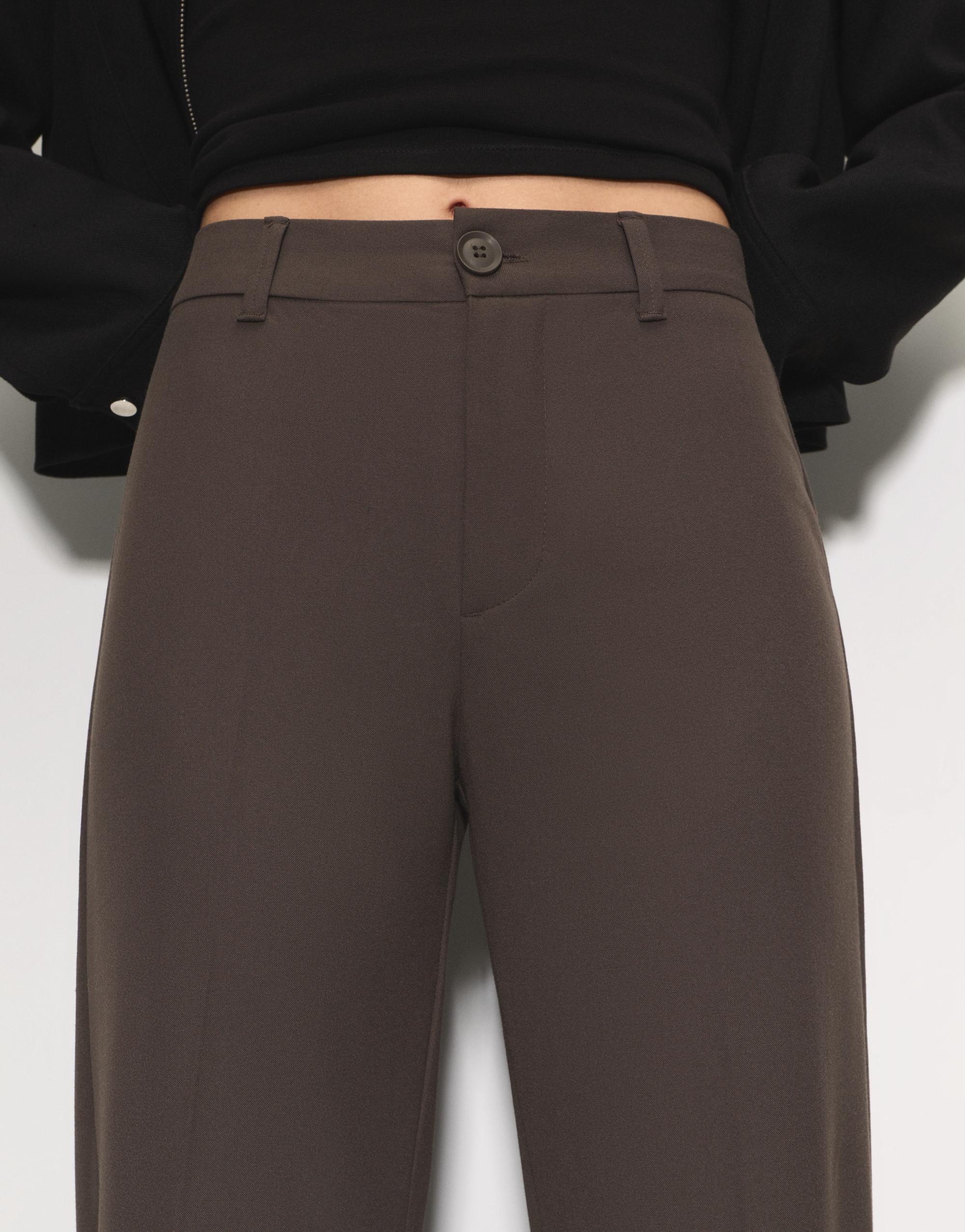 Smart high-waist straight-leg trousers — Dark brown