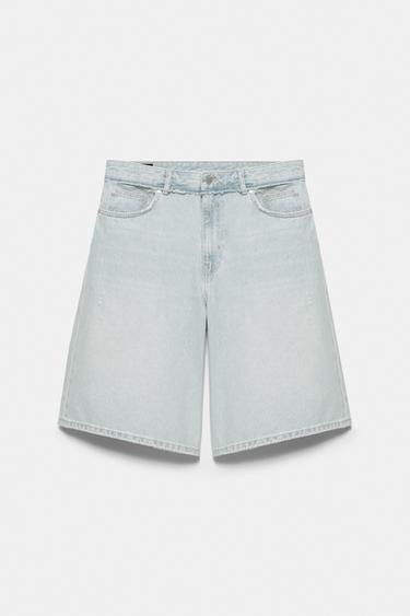 Wide-leg denim Bermuda shorts — Pale indigo 3