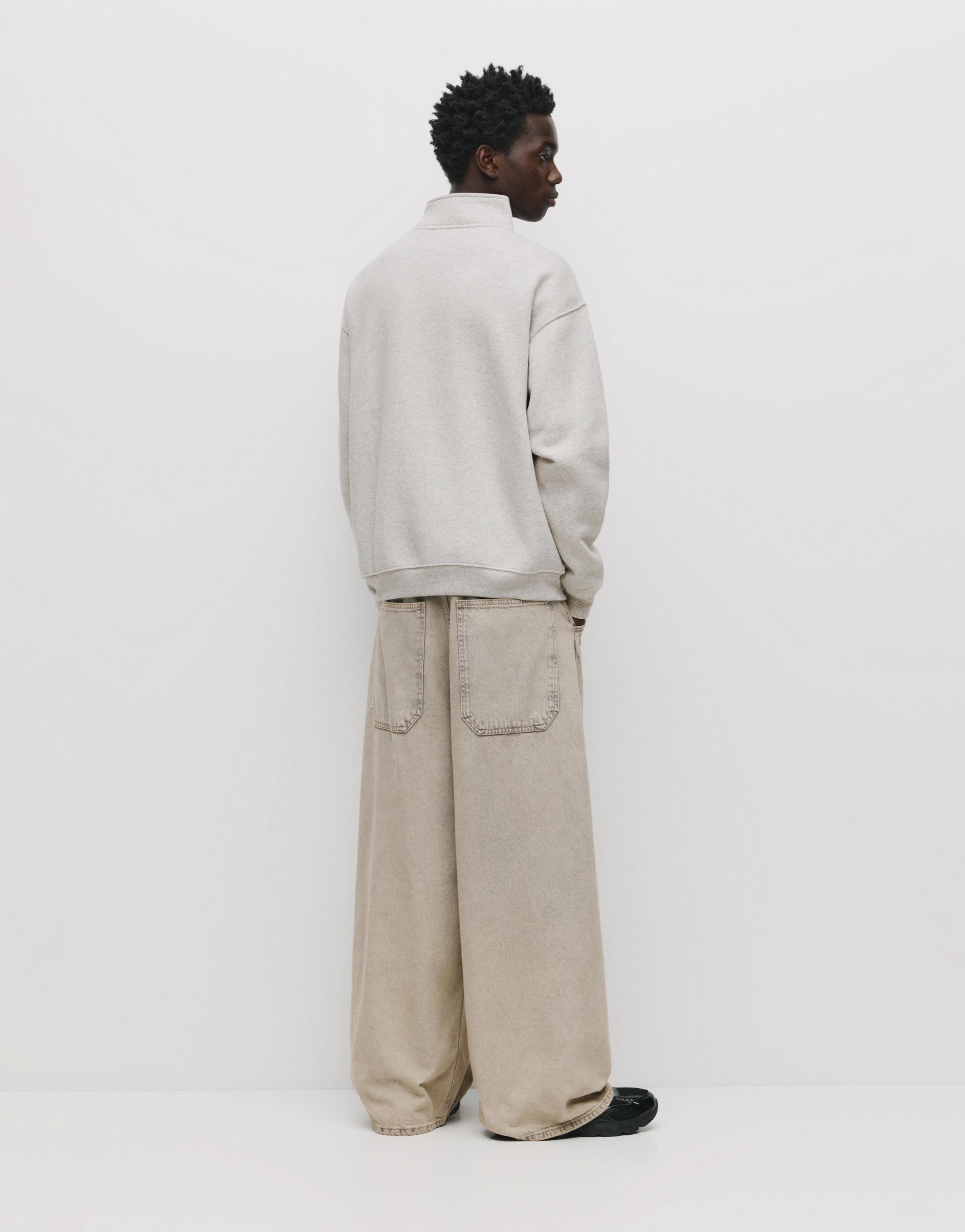 Basic quarter-zip sweatshirt — Grey marl