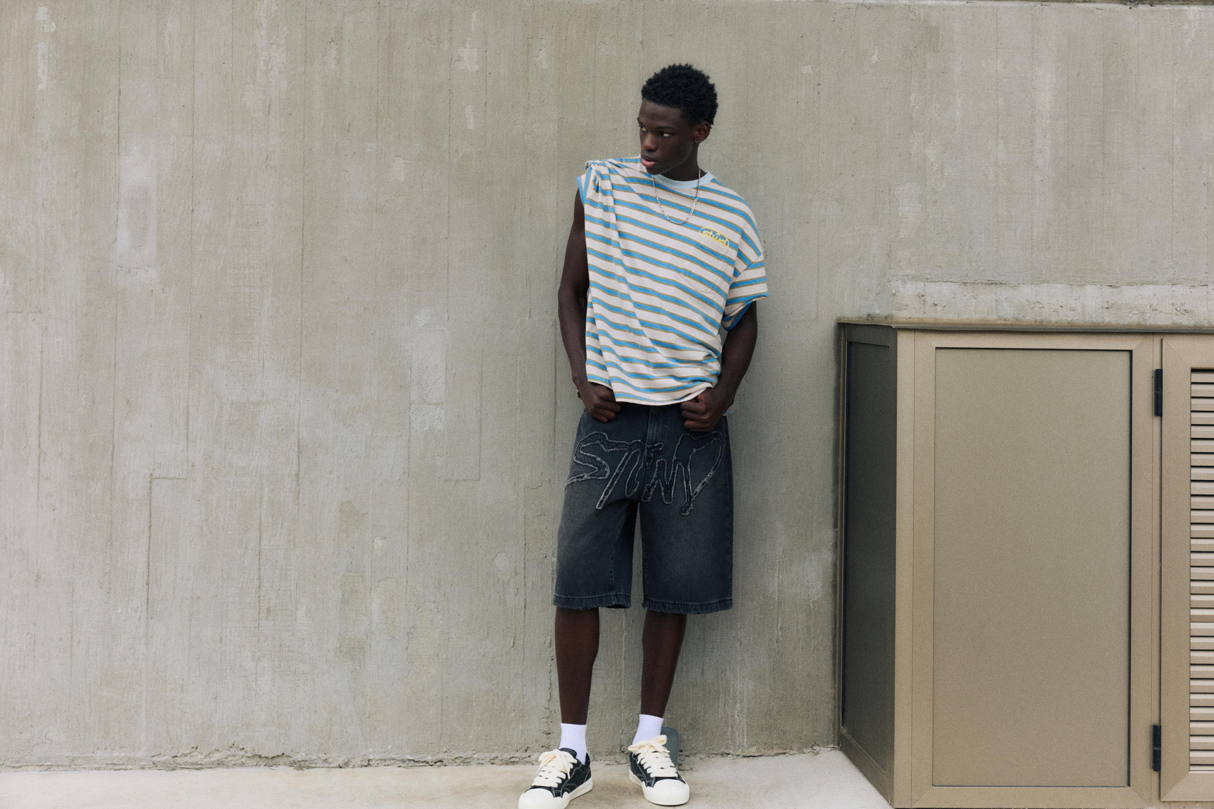 STWD skater denim Bermuda shorts — Faded black