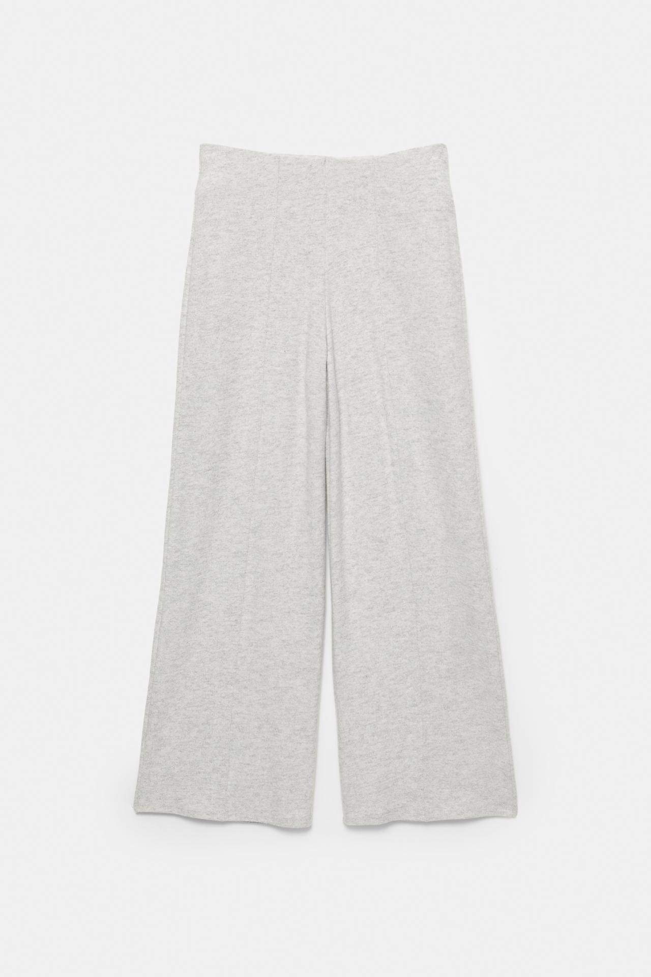 Soft touch wide-leg trousers — Pale marl