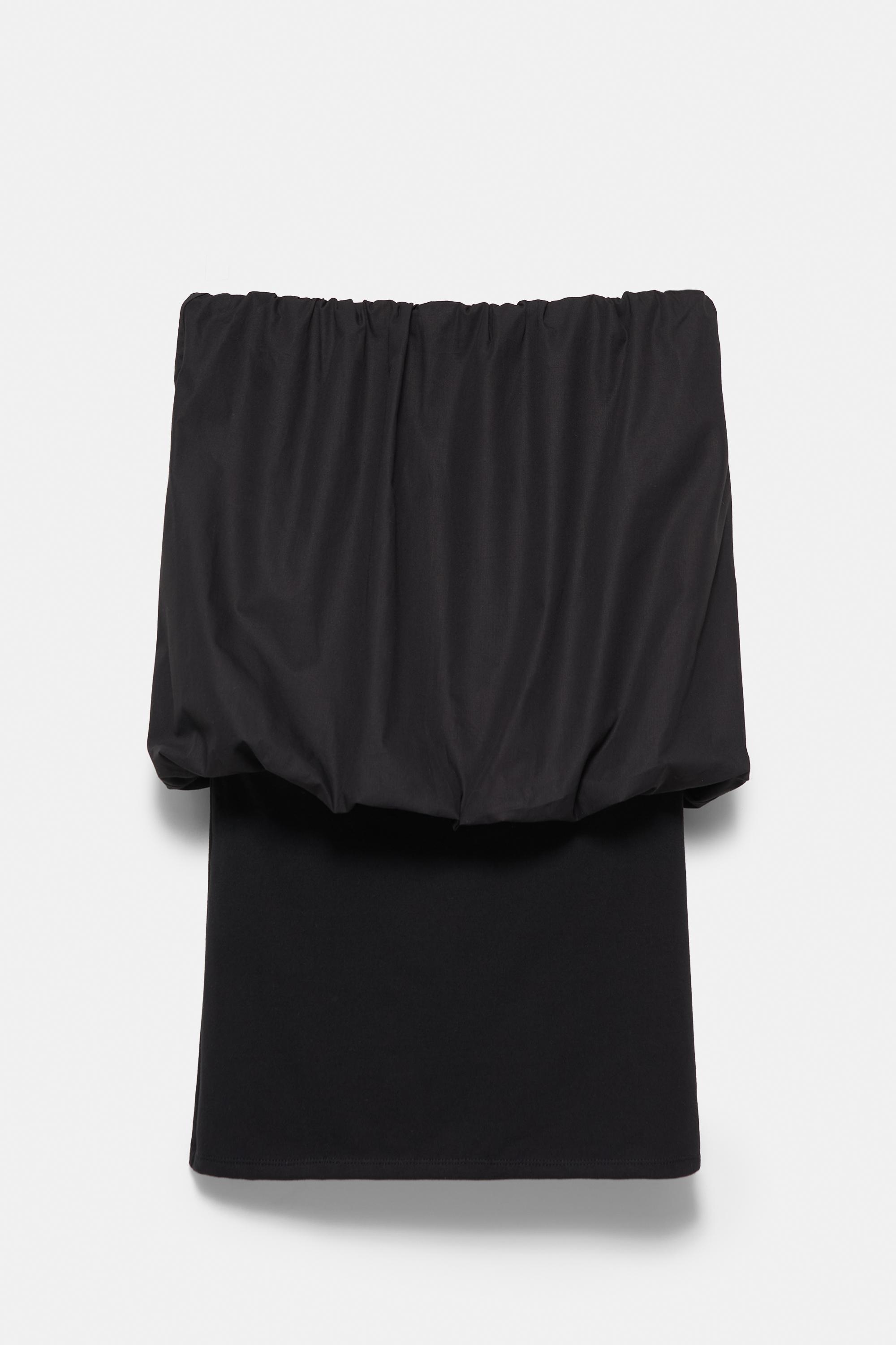 Short balloon-hem dress — Black