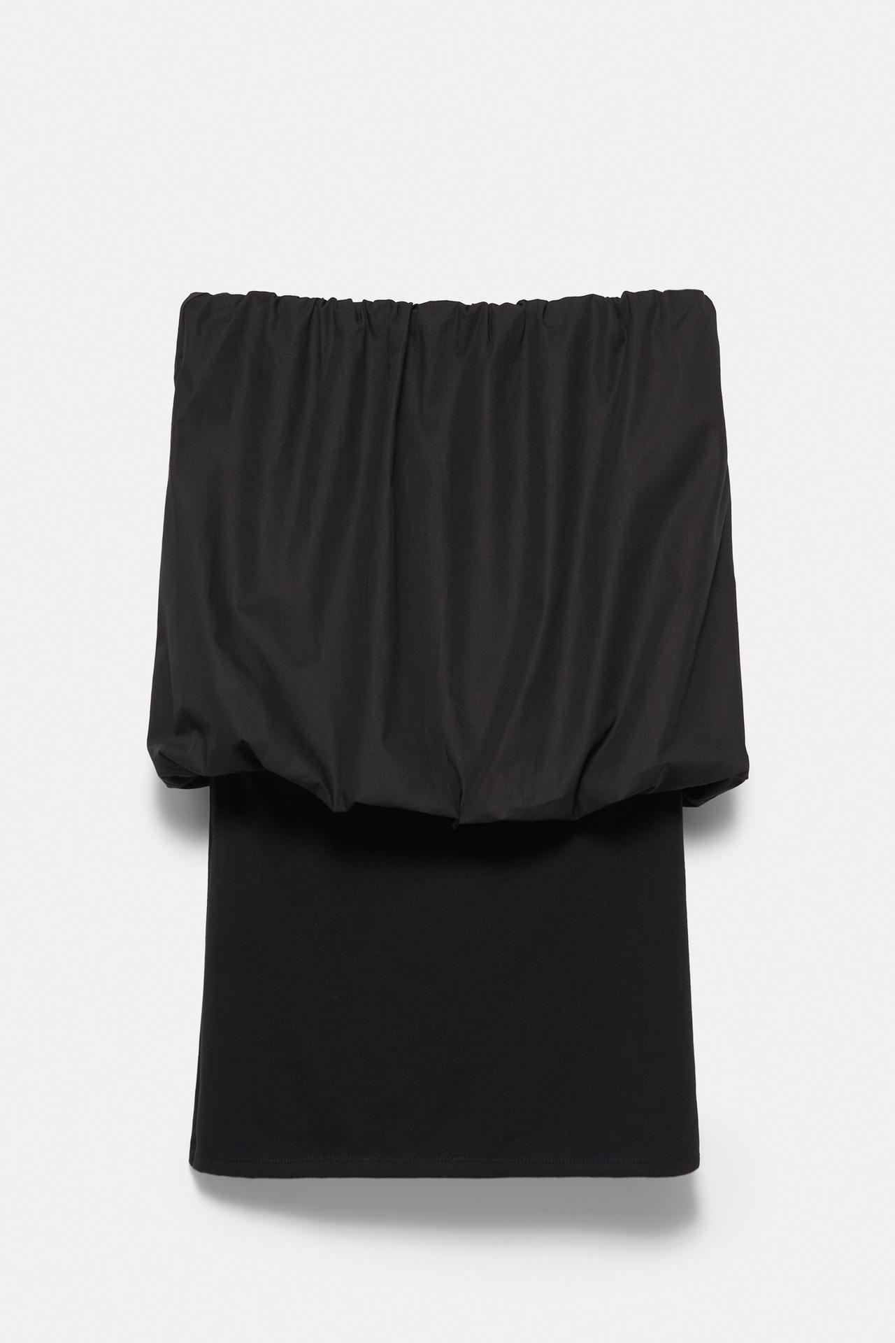 Short balloon-hem dress — Black