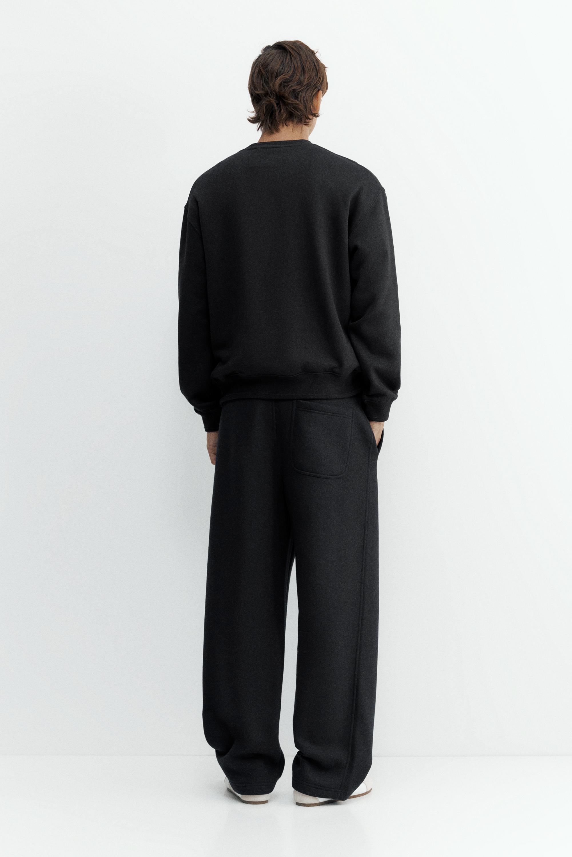 Relaxed fit round neck sweatshirt — Black