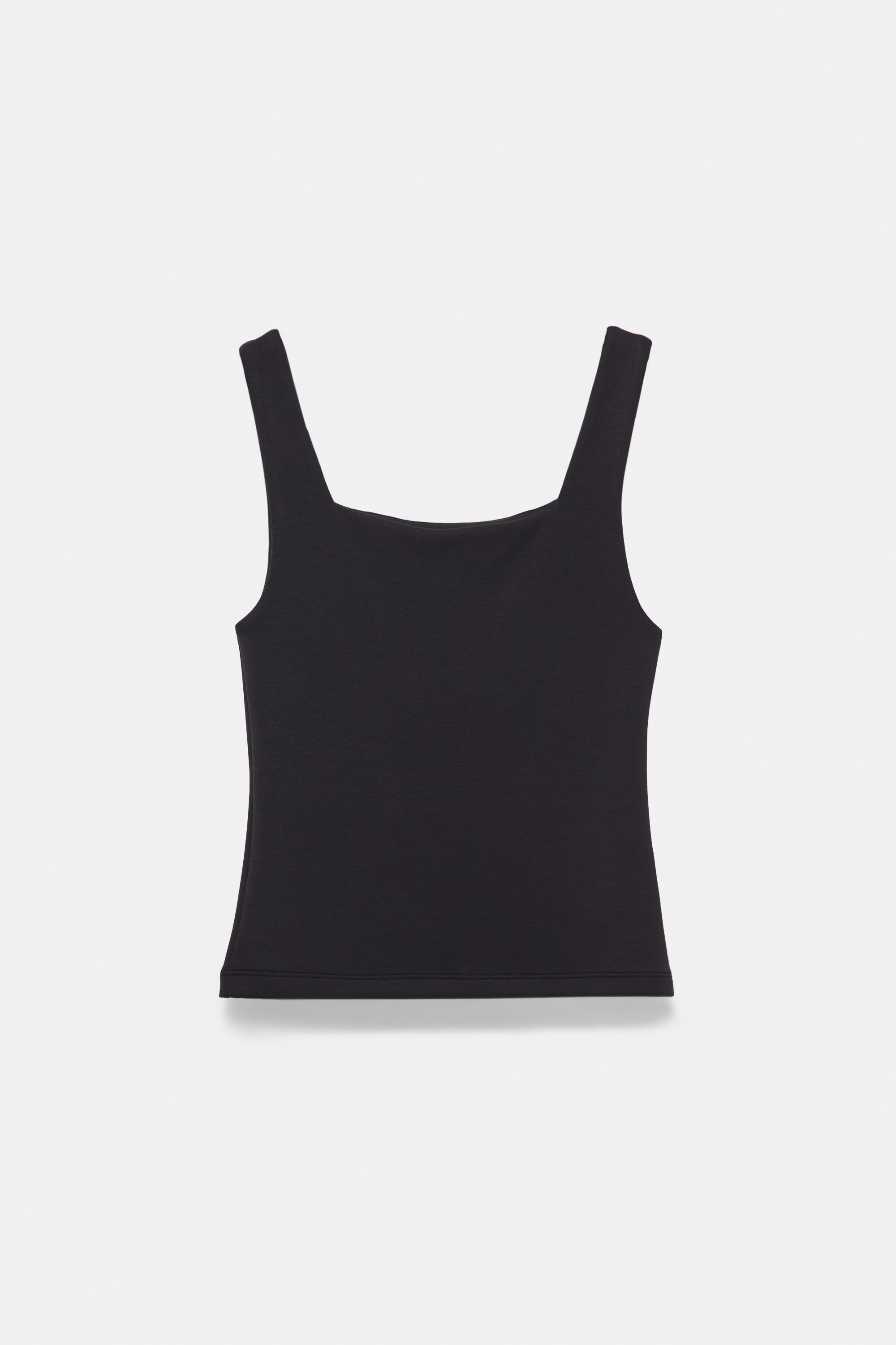 Square neck strappy top — Black