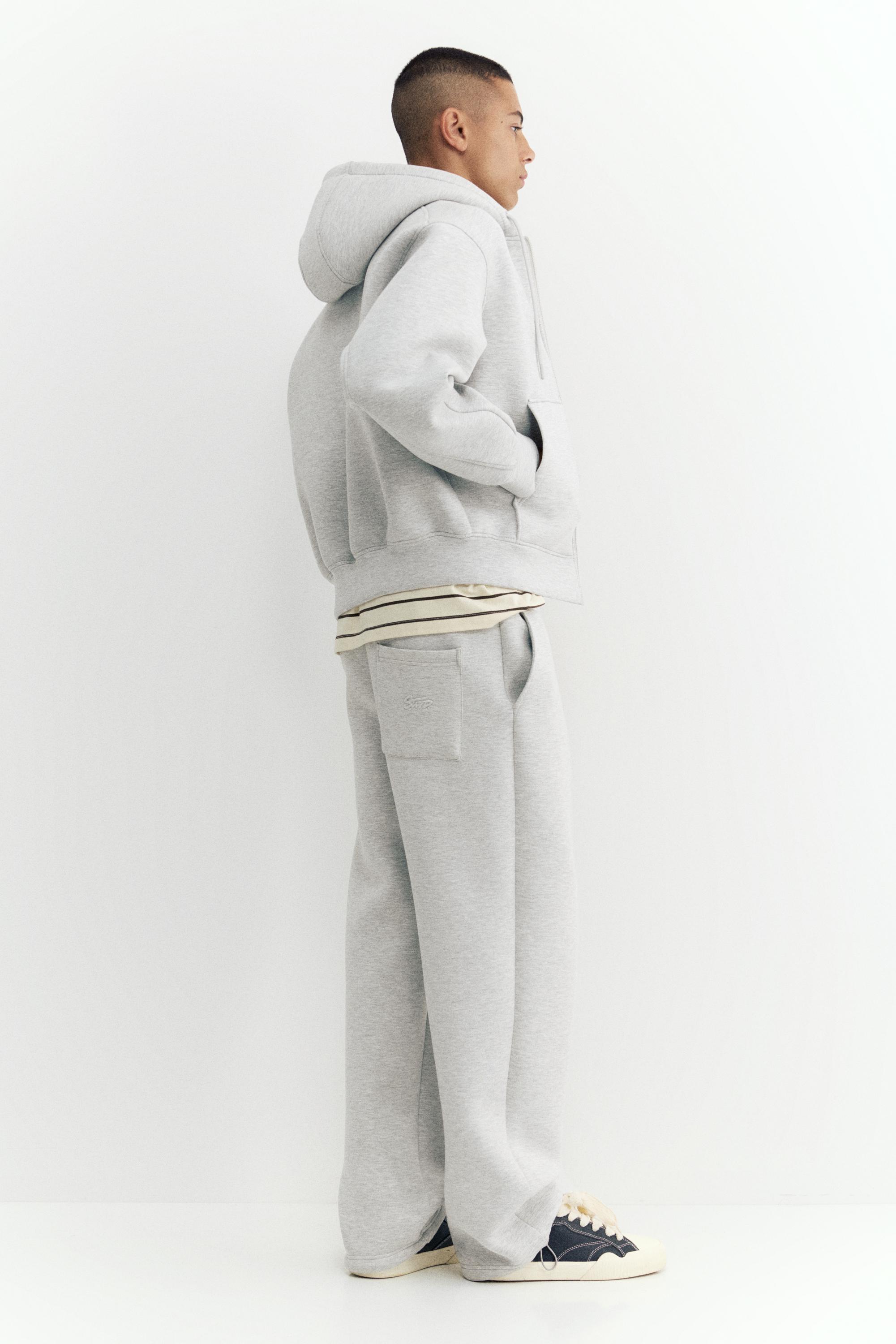 Neoprene-effect baggy trousers — Grey marl