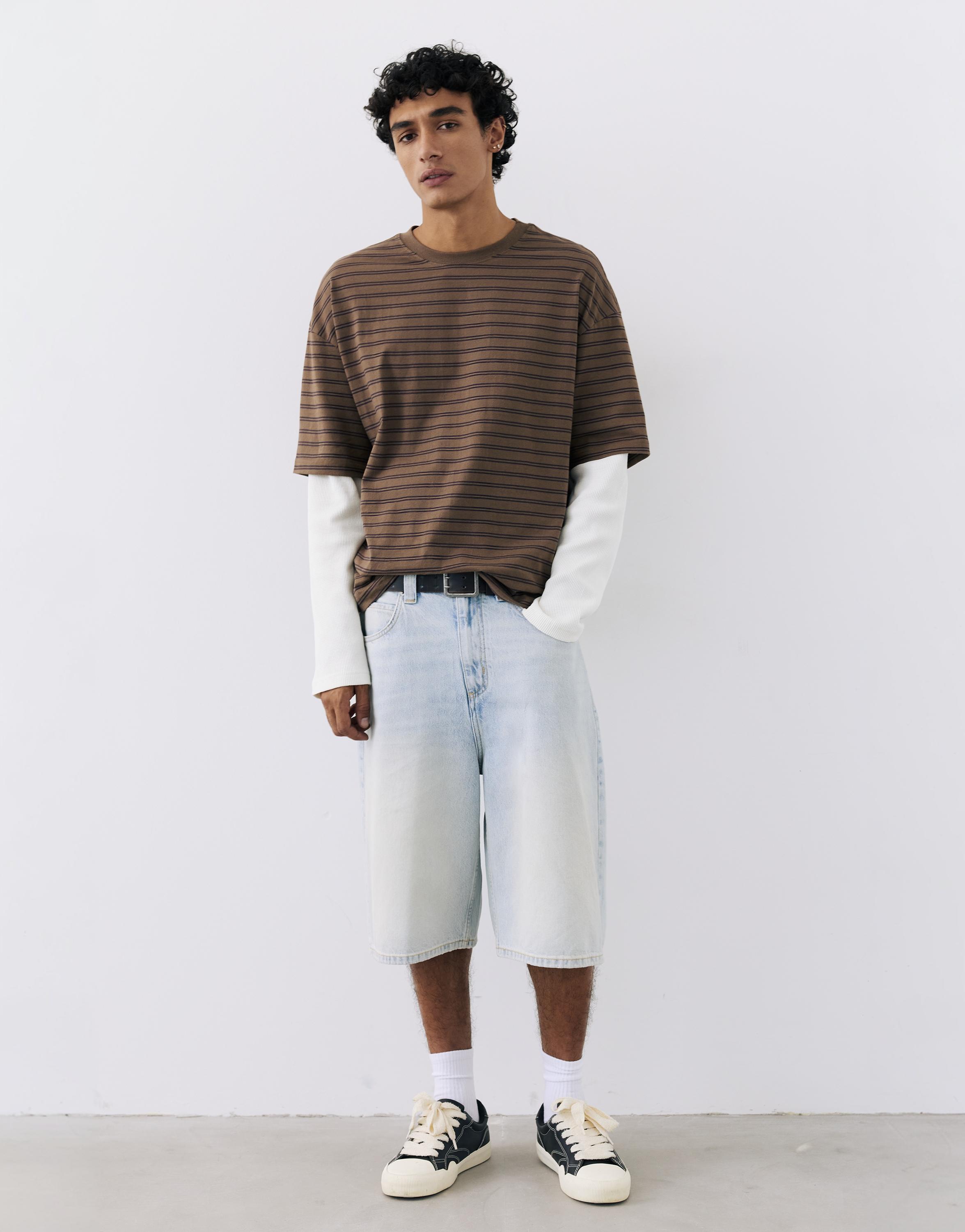 Double-layer long sleeve T-shirt — Striped