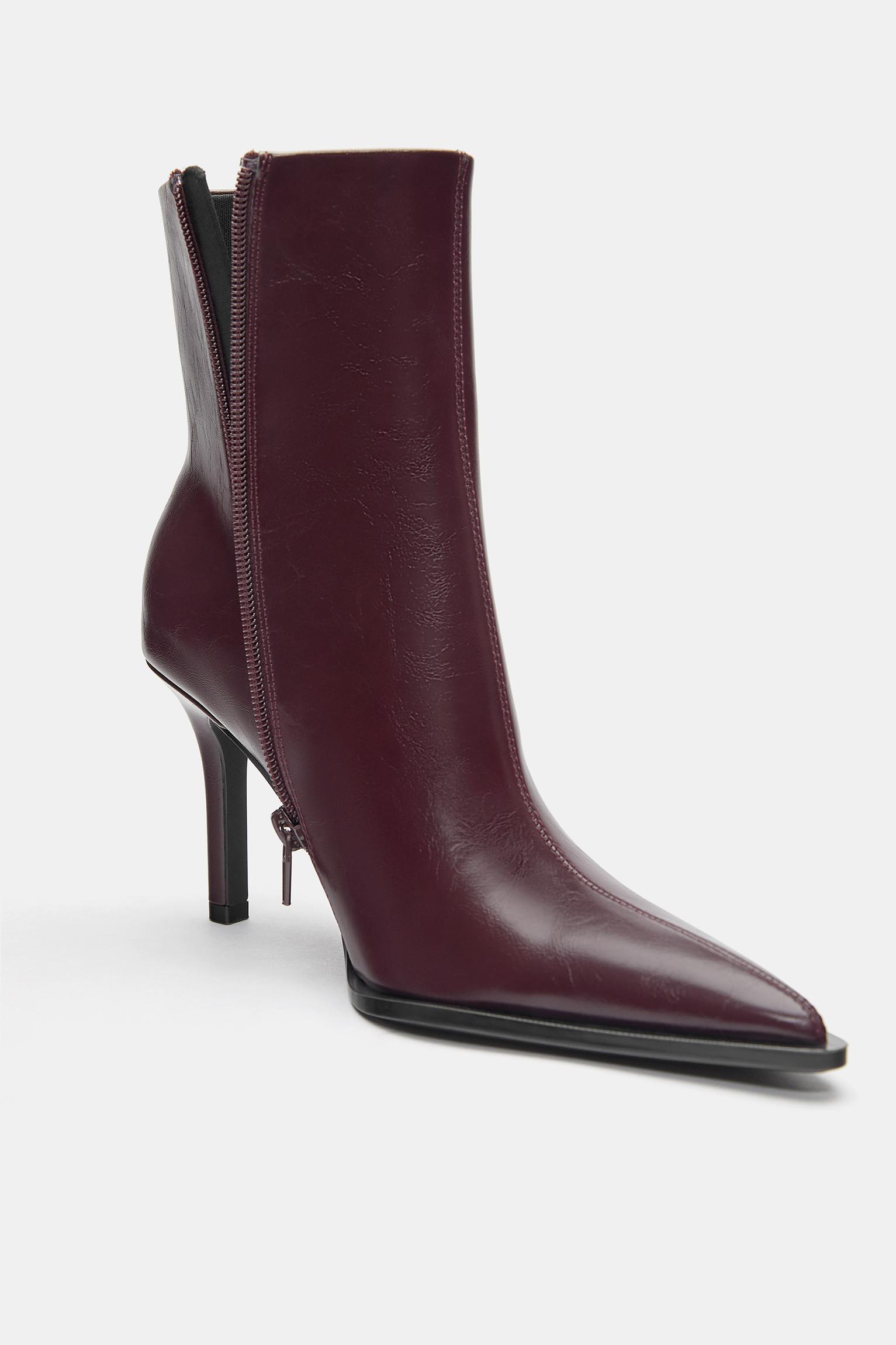 Stiletto heel ankle boots — Burgundy