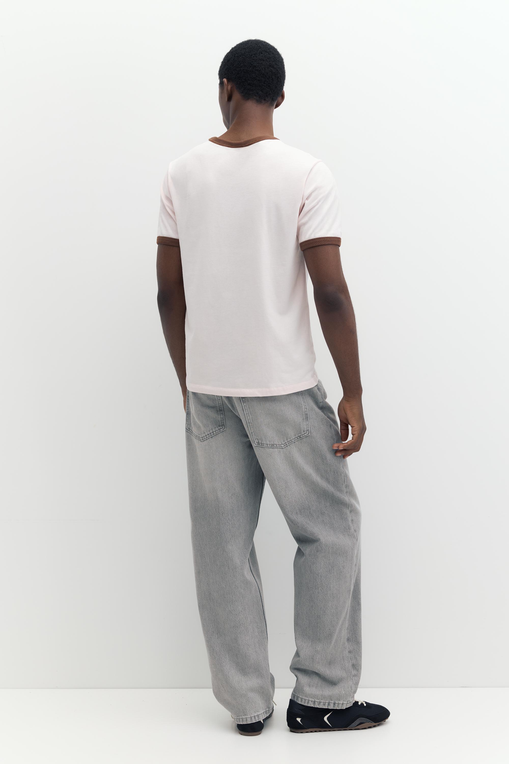 Contrast trim T-shirt — Pink