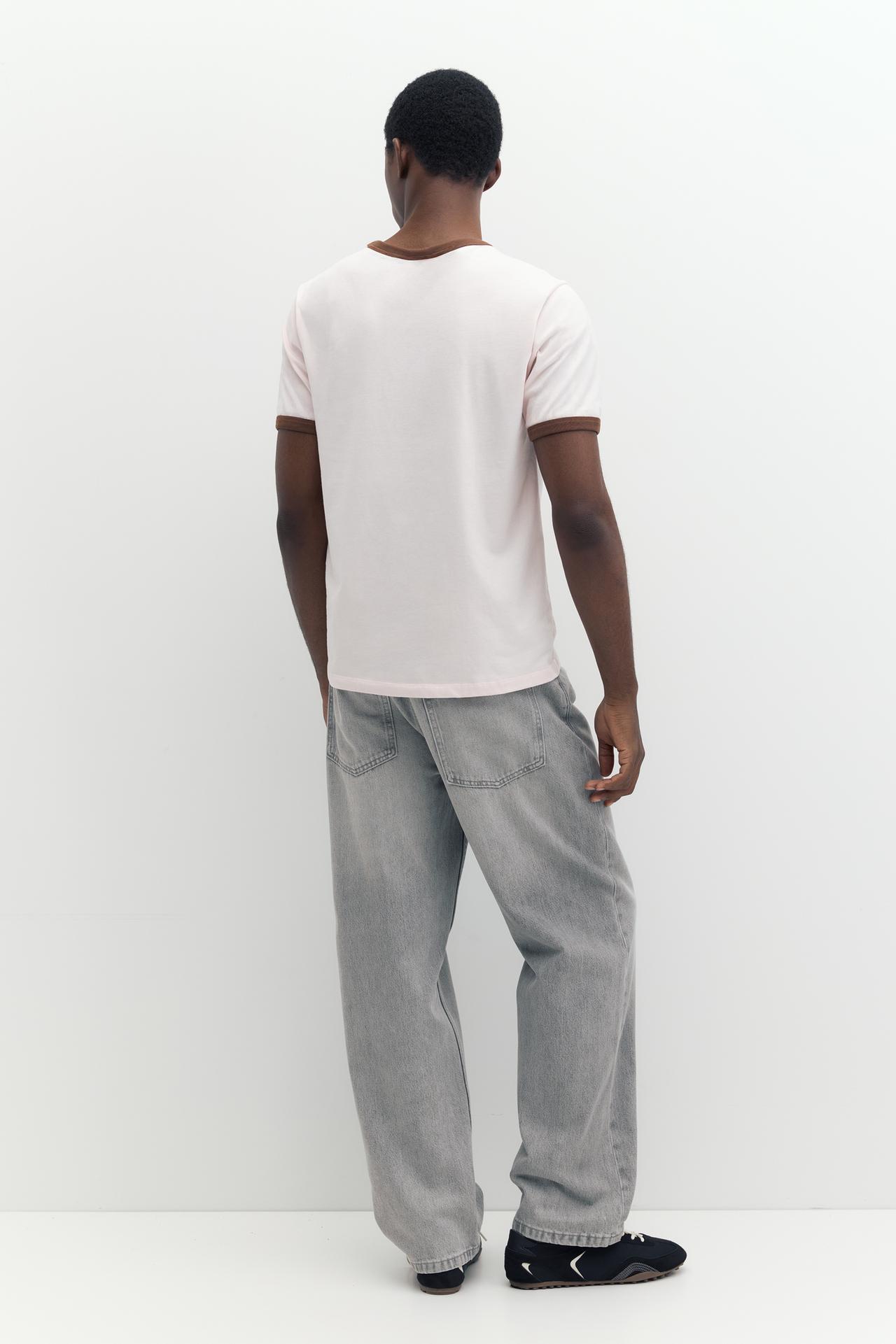 Contrast trim T-shirt — Pink