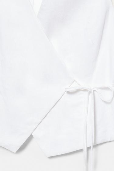 Rustic linen-blend waistcoat — White 8