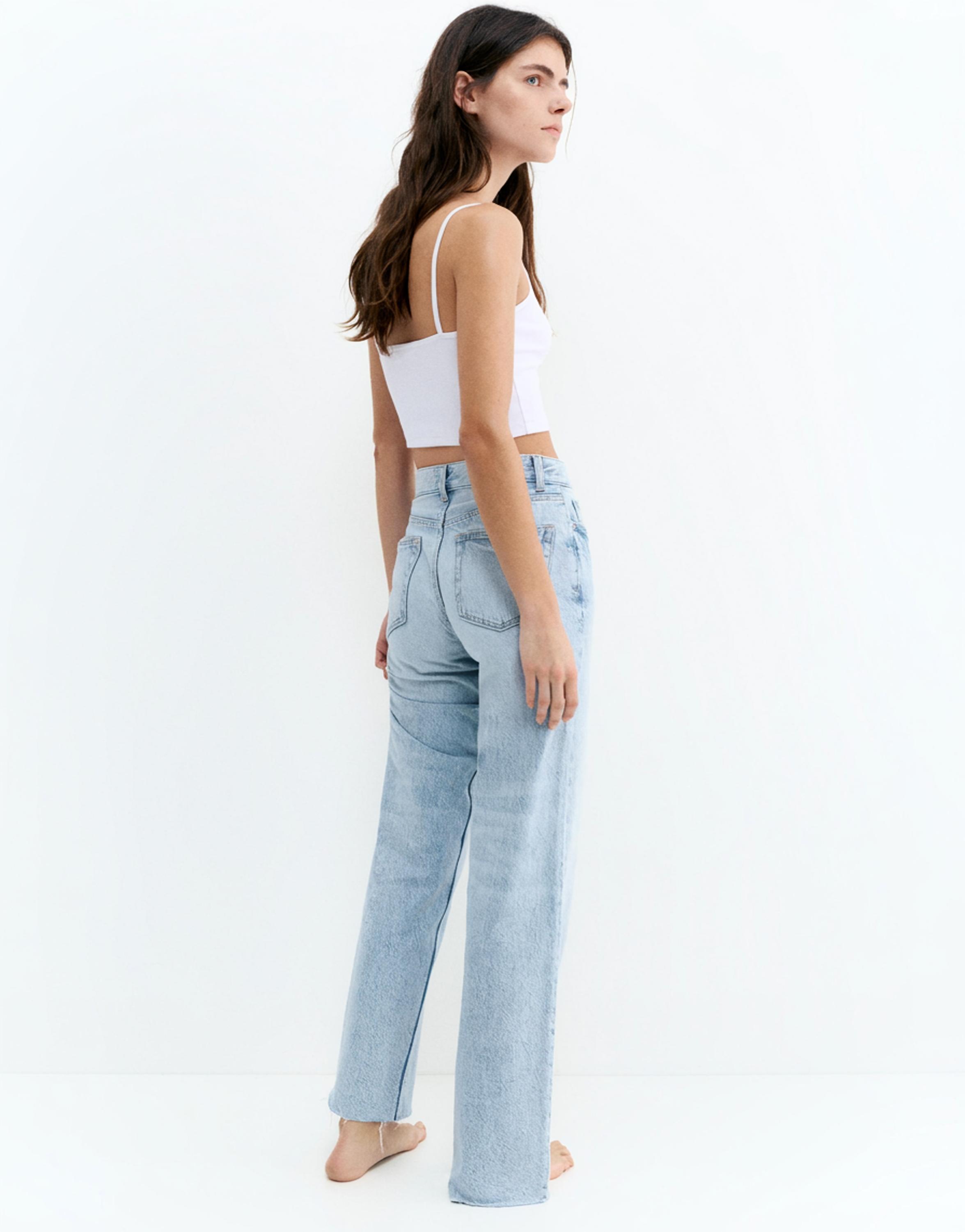 Yüksek bel geniş paça jean - Görsel 8