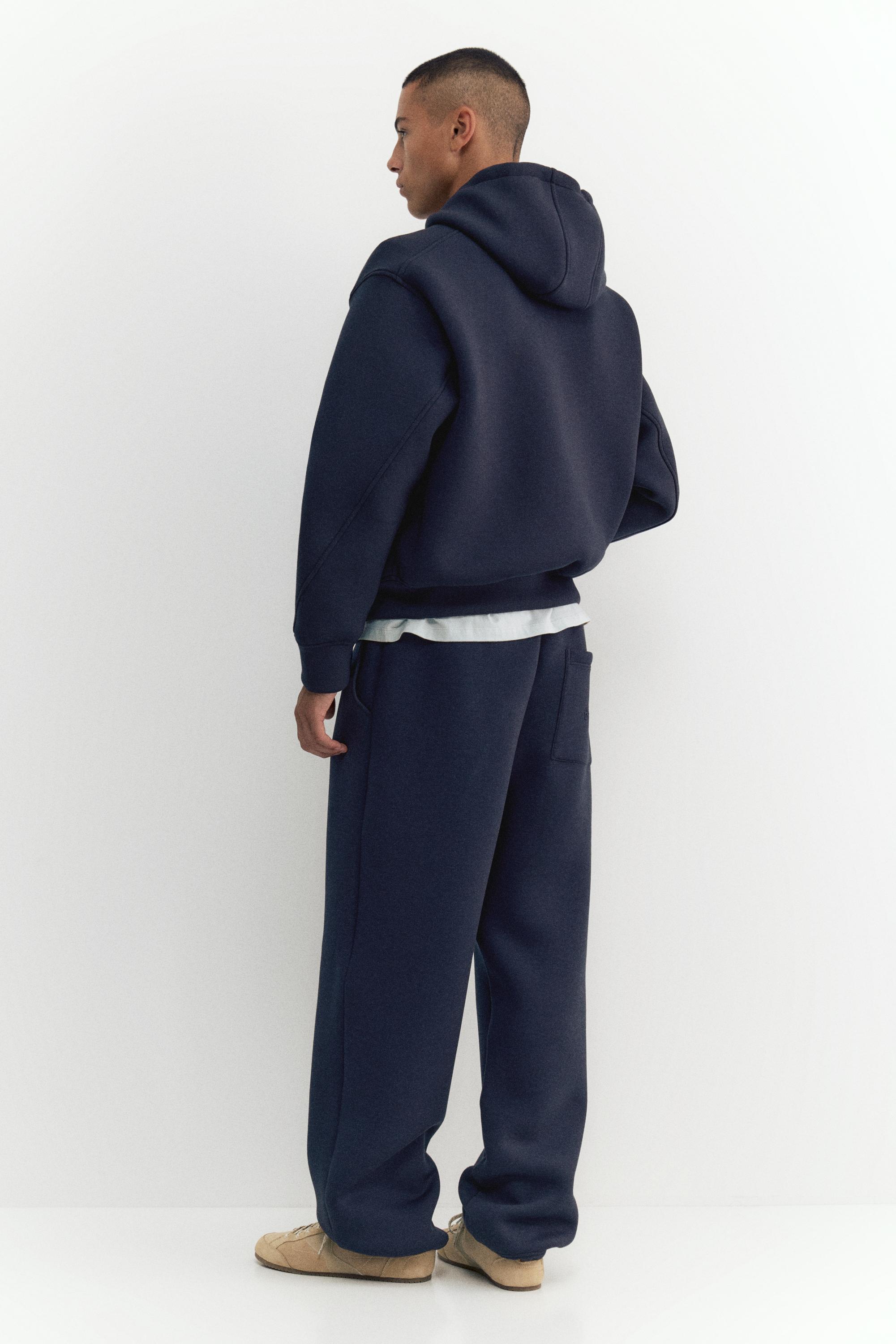 Neoprene-effect zip-up hoodie — Navy