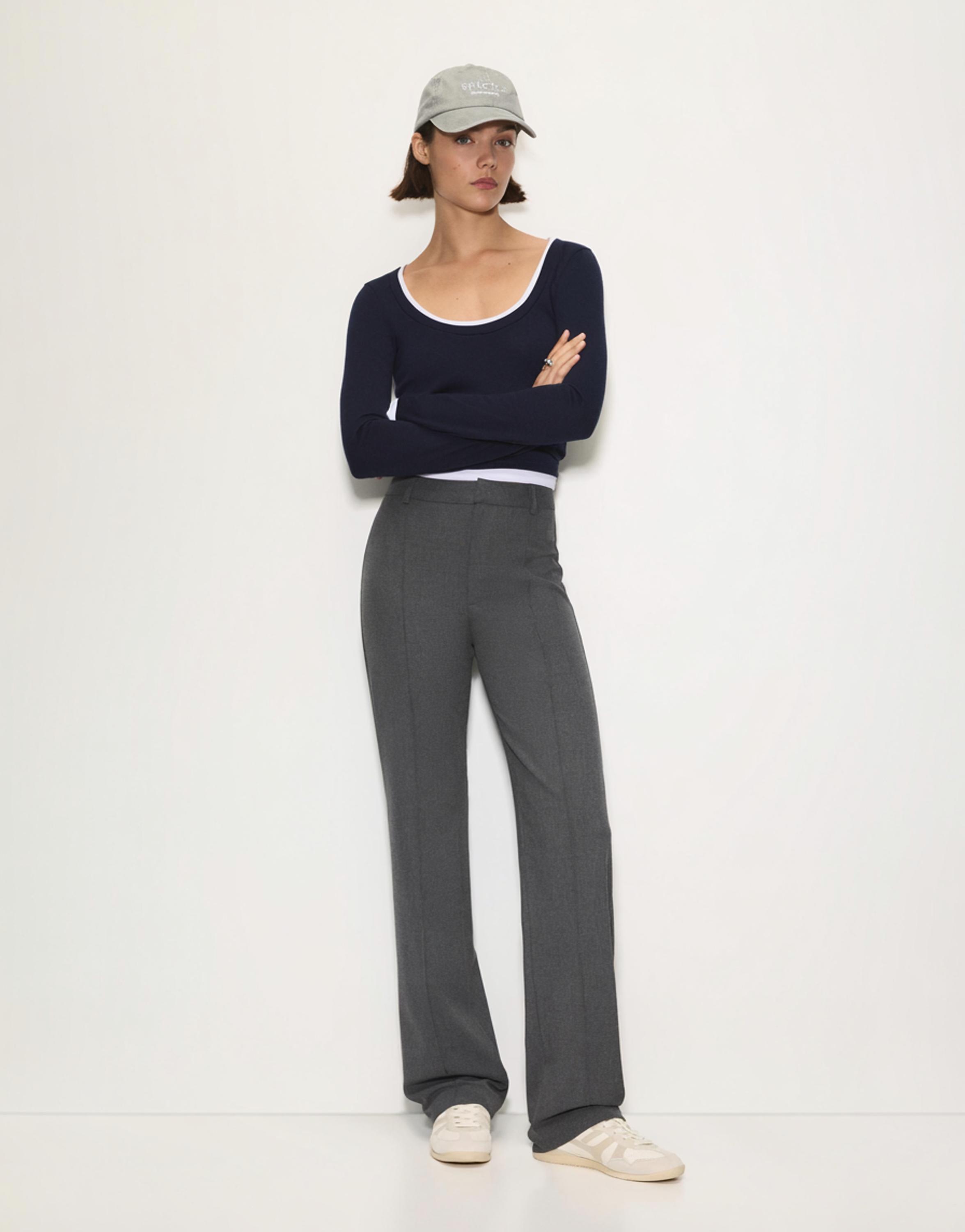 Smart trousers with seam detail — Grey