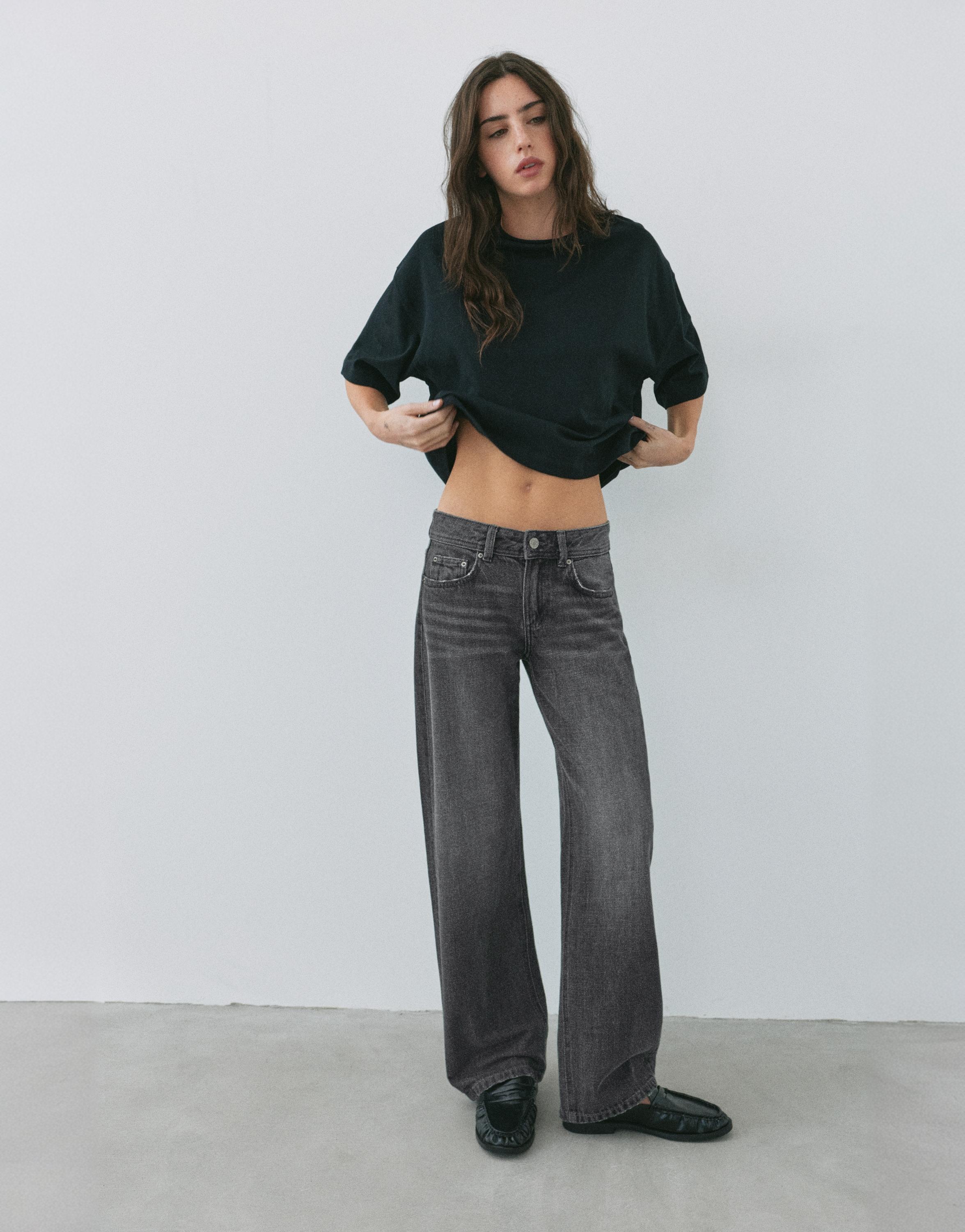 Low-rise straight-leg jeans — Grey