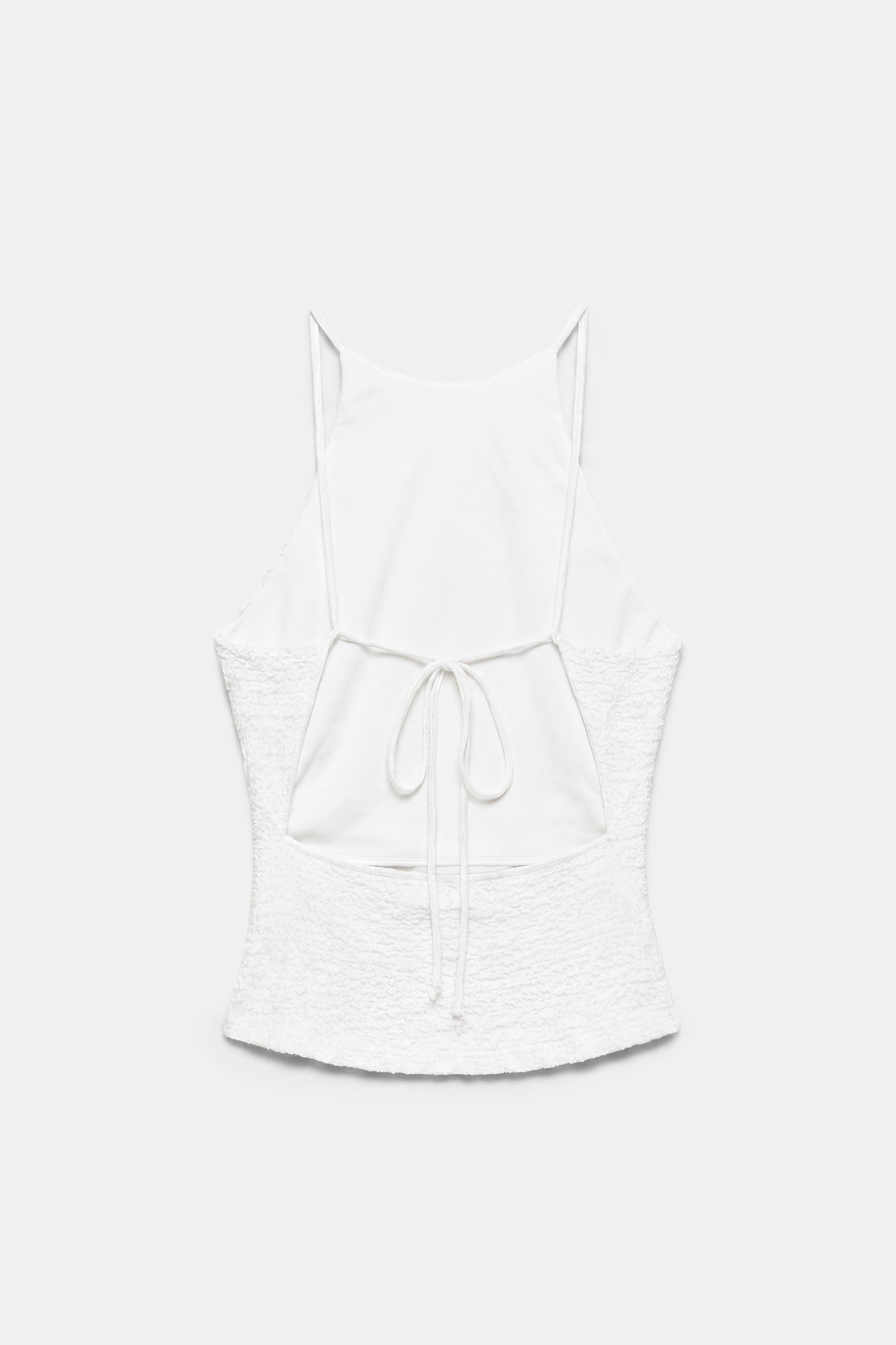 Textured halter top — Ice
