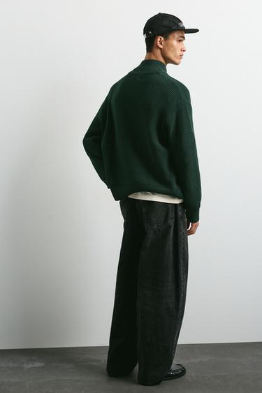 Embroidered zip cardigan — Green 3