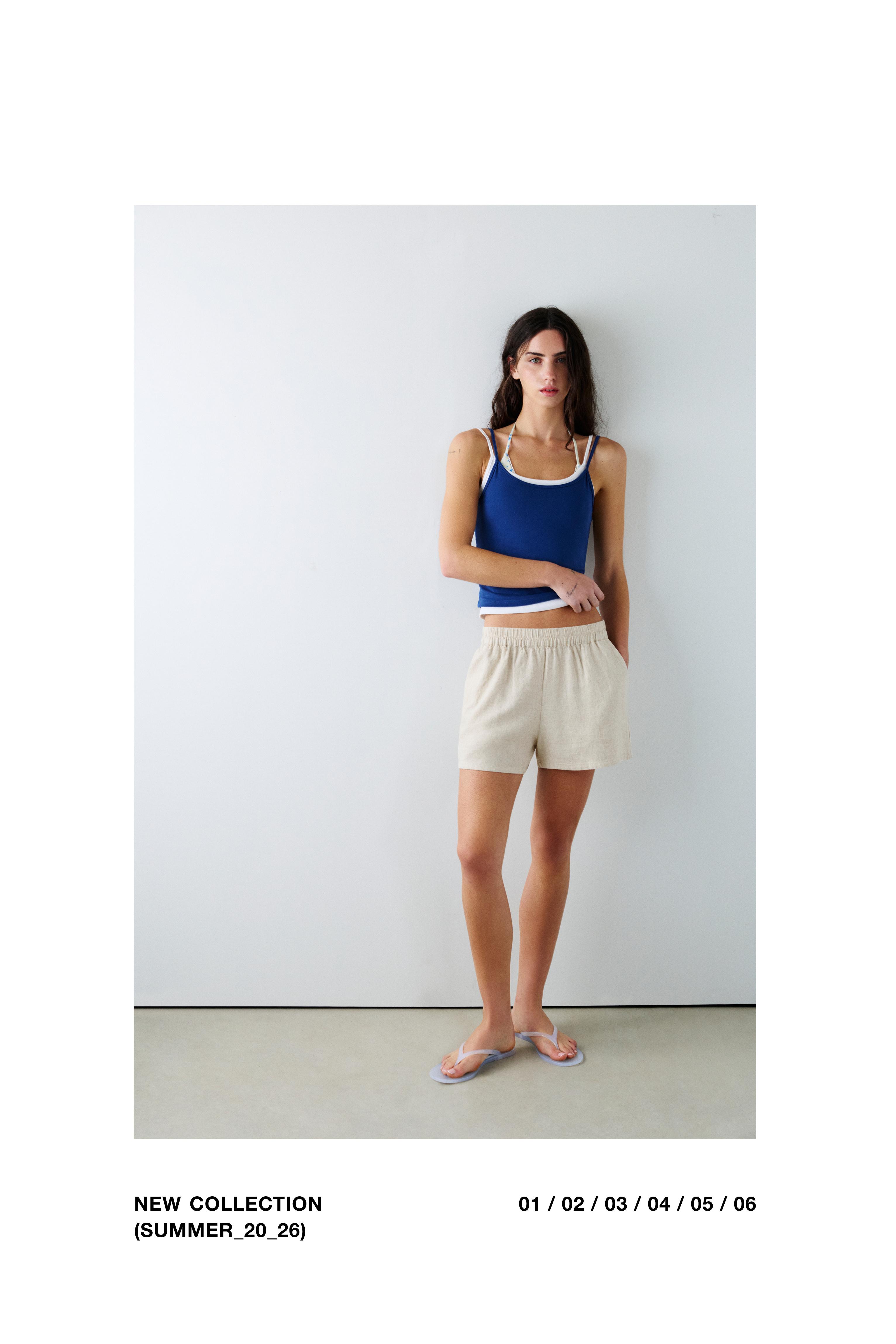 Linen blend shorts — Beige