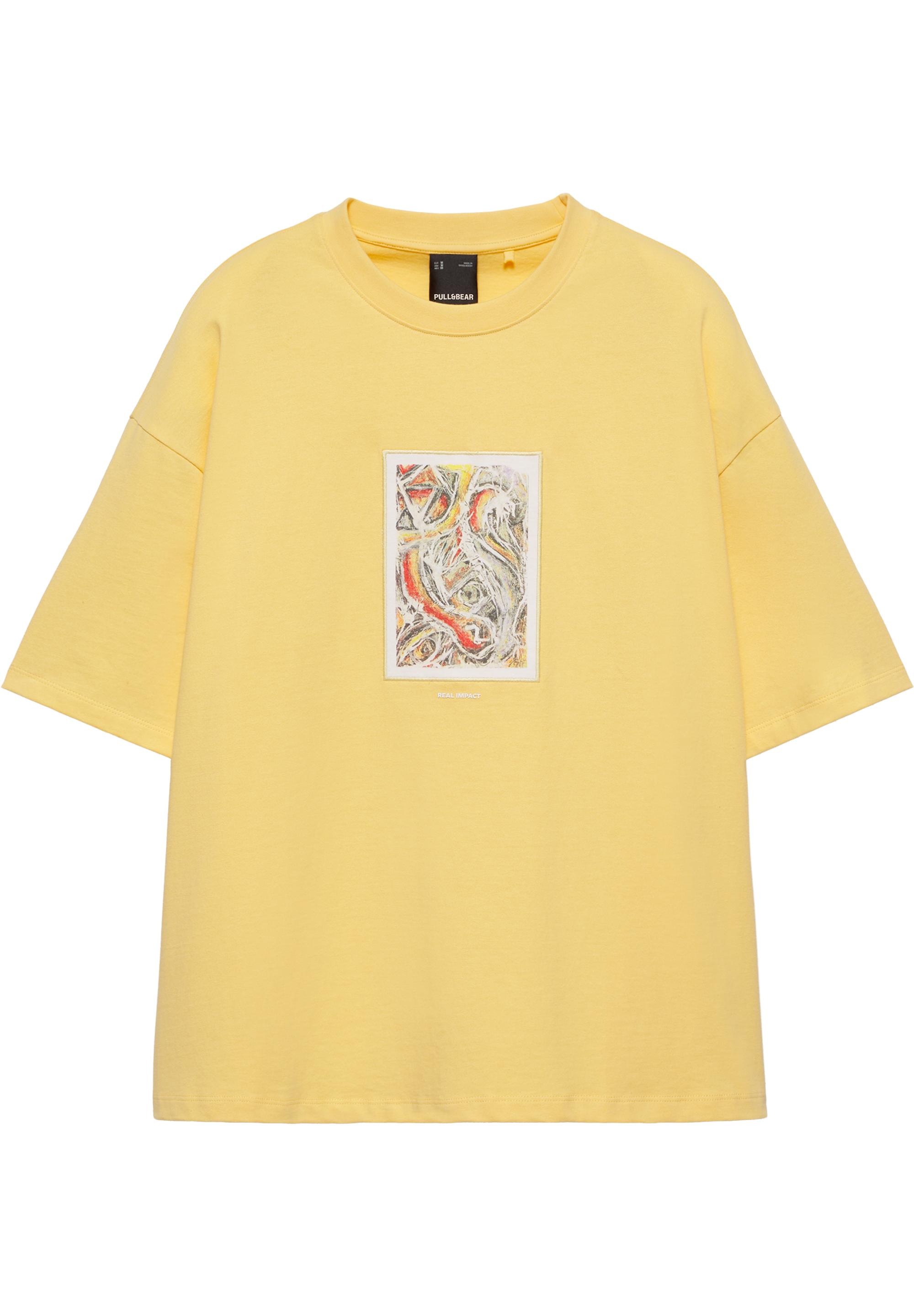 Relaxed fit embroidered T-shirt — Yellow