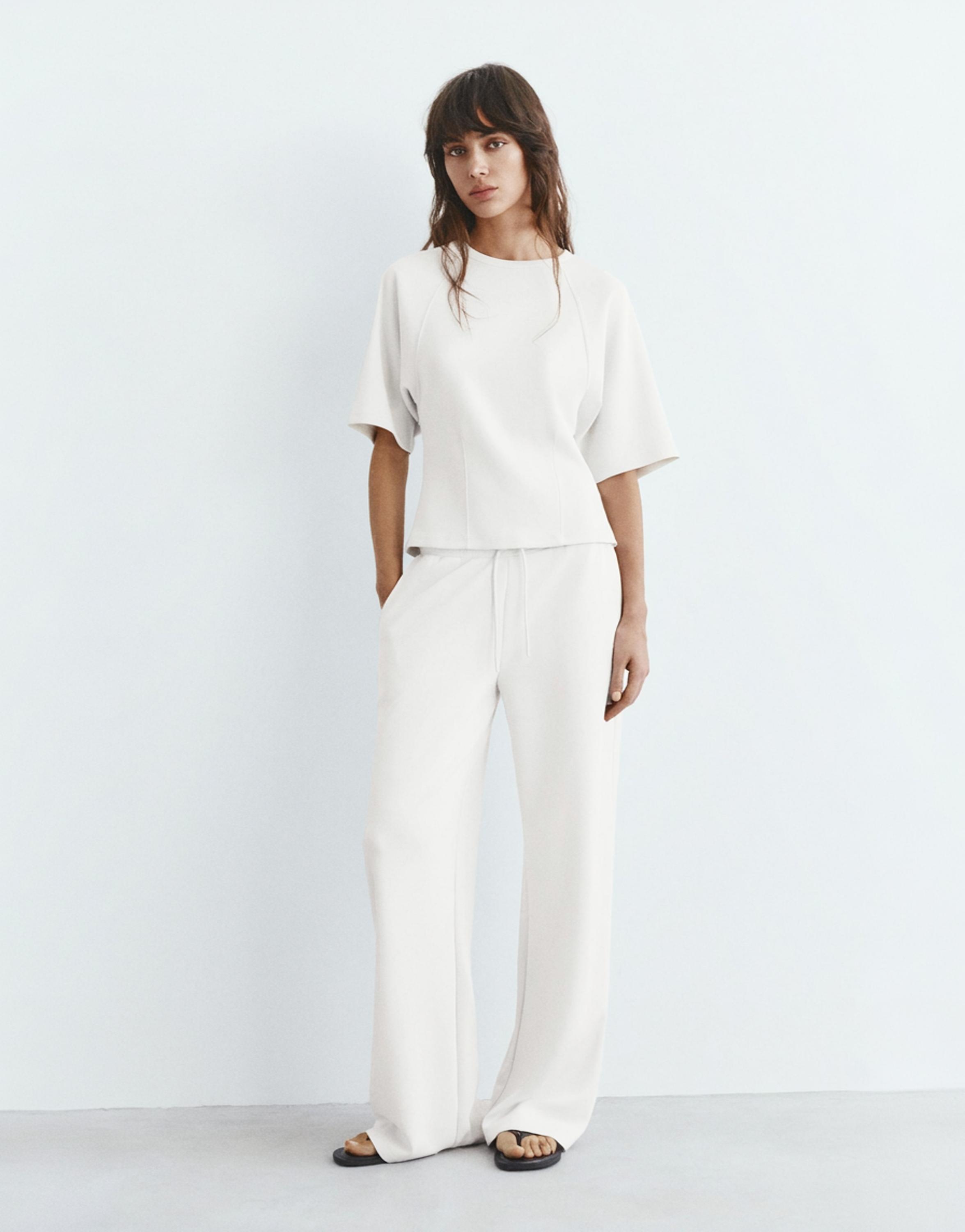 Soft touch short sleeve sweatshirt — Ecru