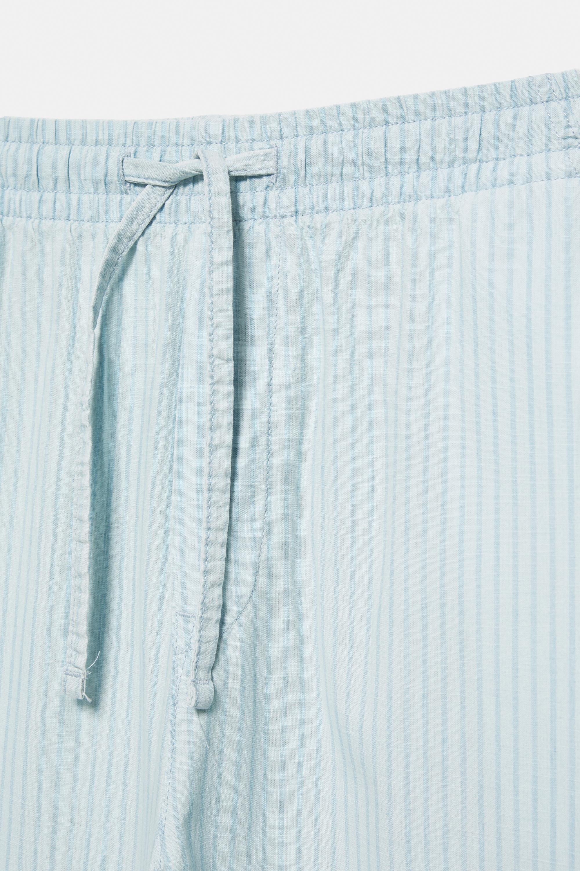 Striped pyjama-style trousers — Pale indigo