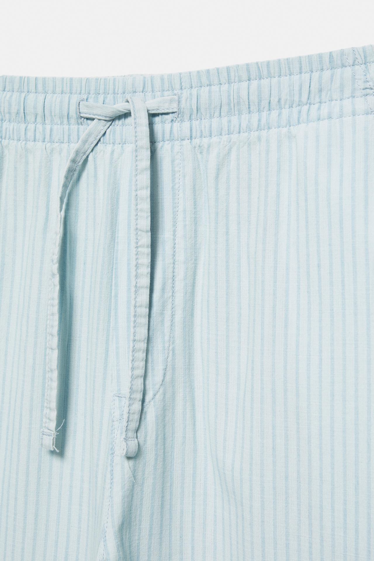 Striped pyjama-style trousers — Pale indigo