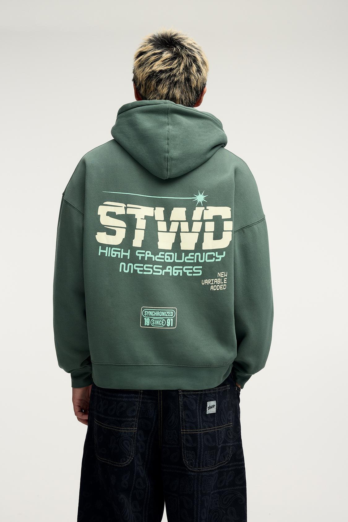 Green Pull And Bear Hoodie Graphic Hoodie Pull And Bear Hoodie