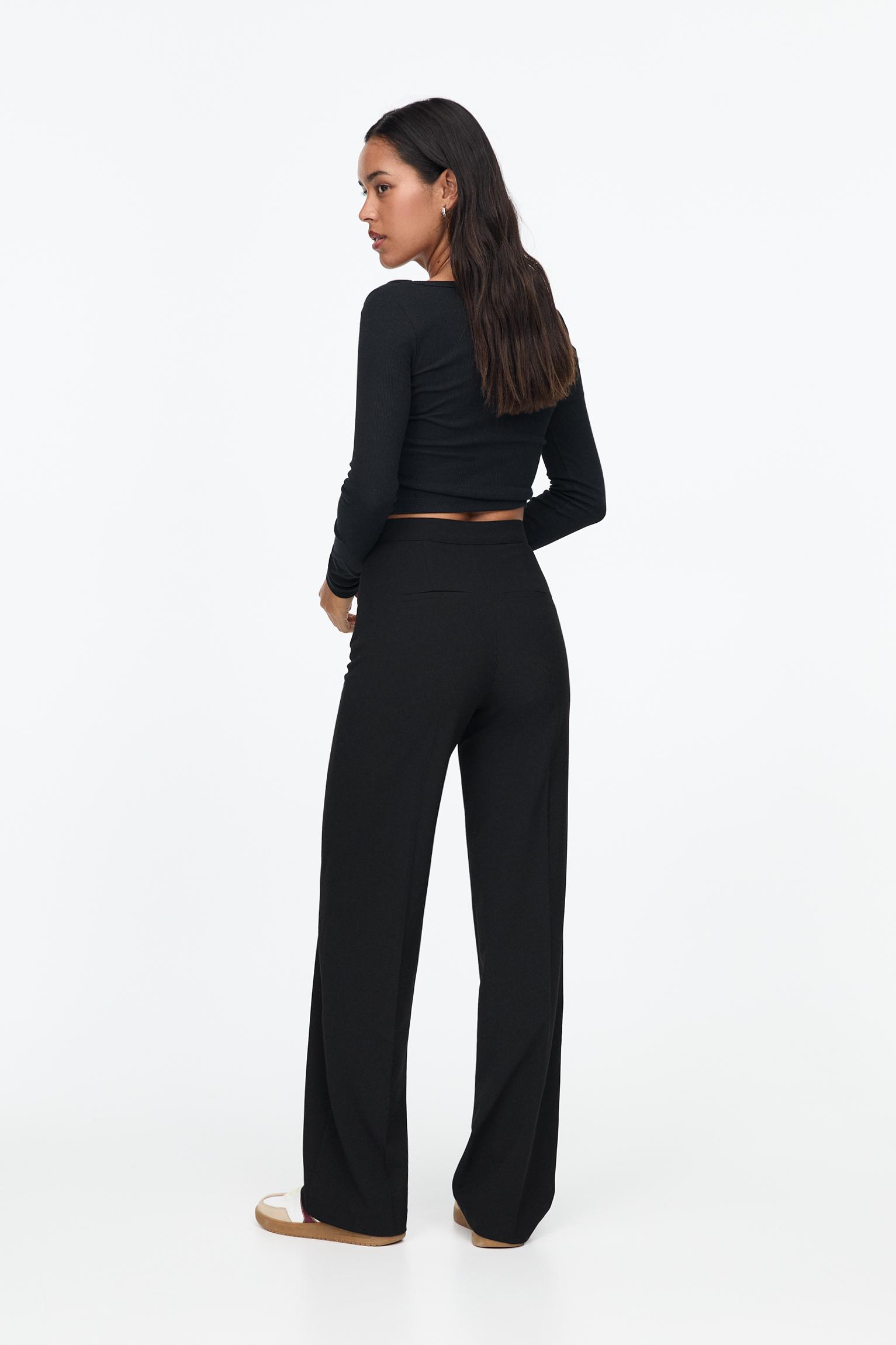 Straight-leg darted trousers — Black