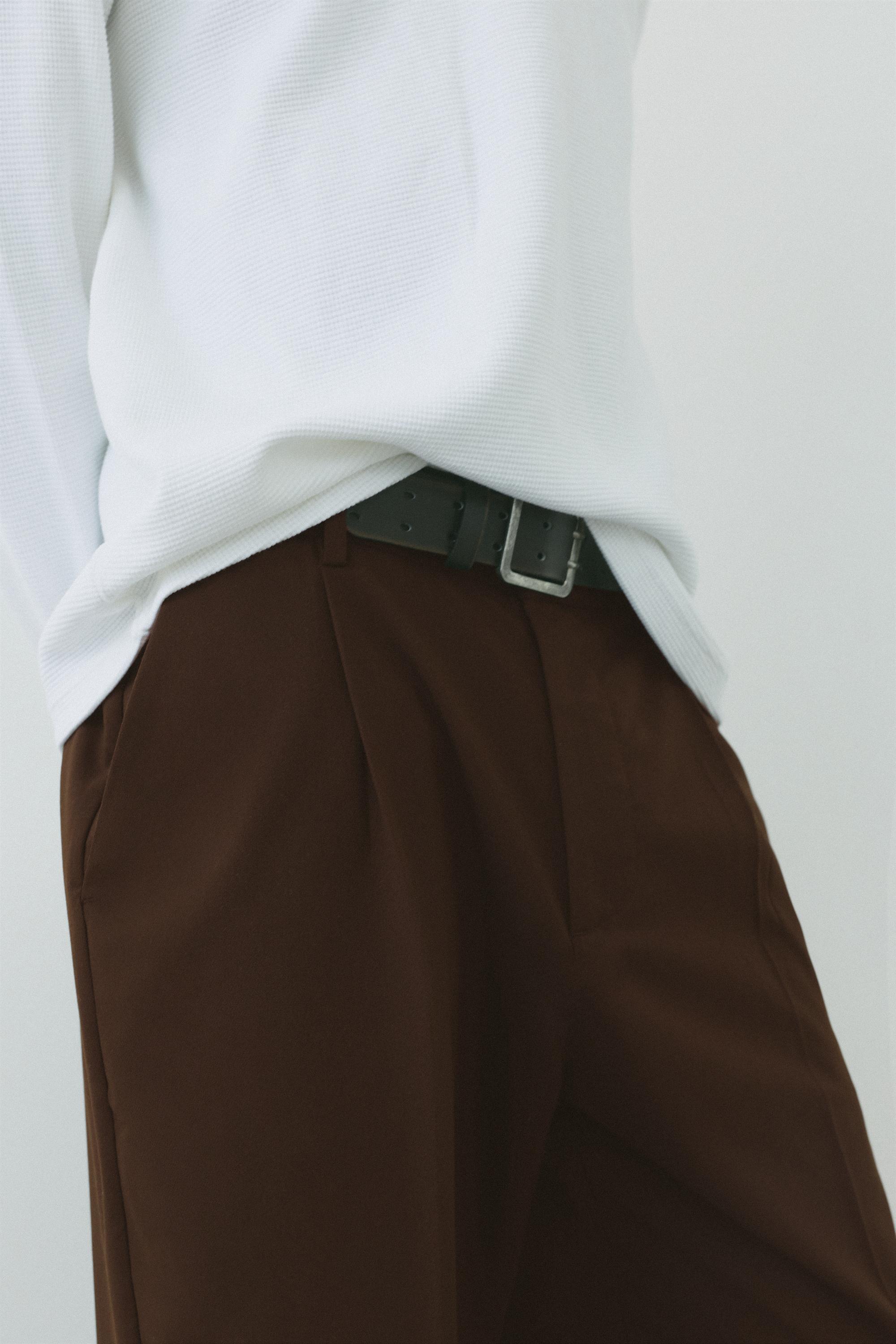 Wide-leg tailored trousers — Chocolate