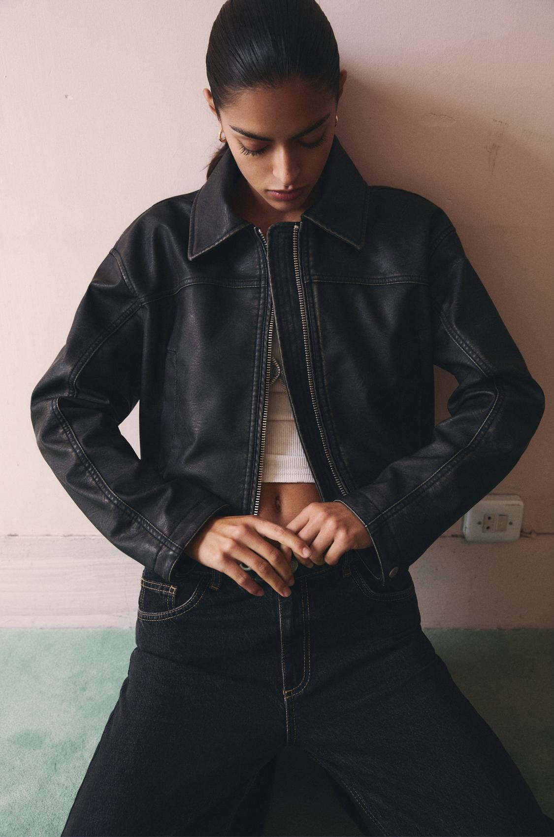 Chaqueta Biker Cazadora De Piel Pull And Bear Biker Oversize