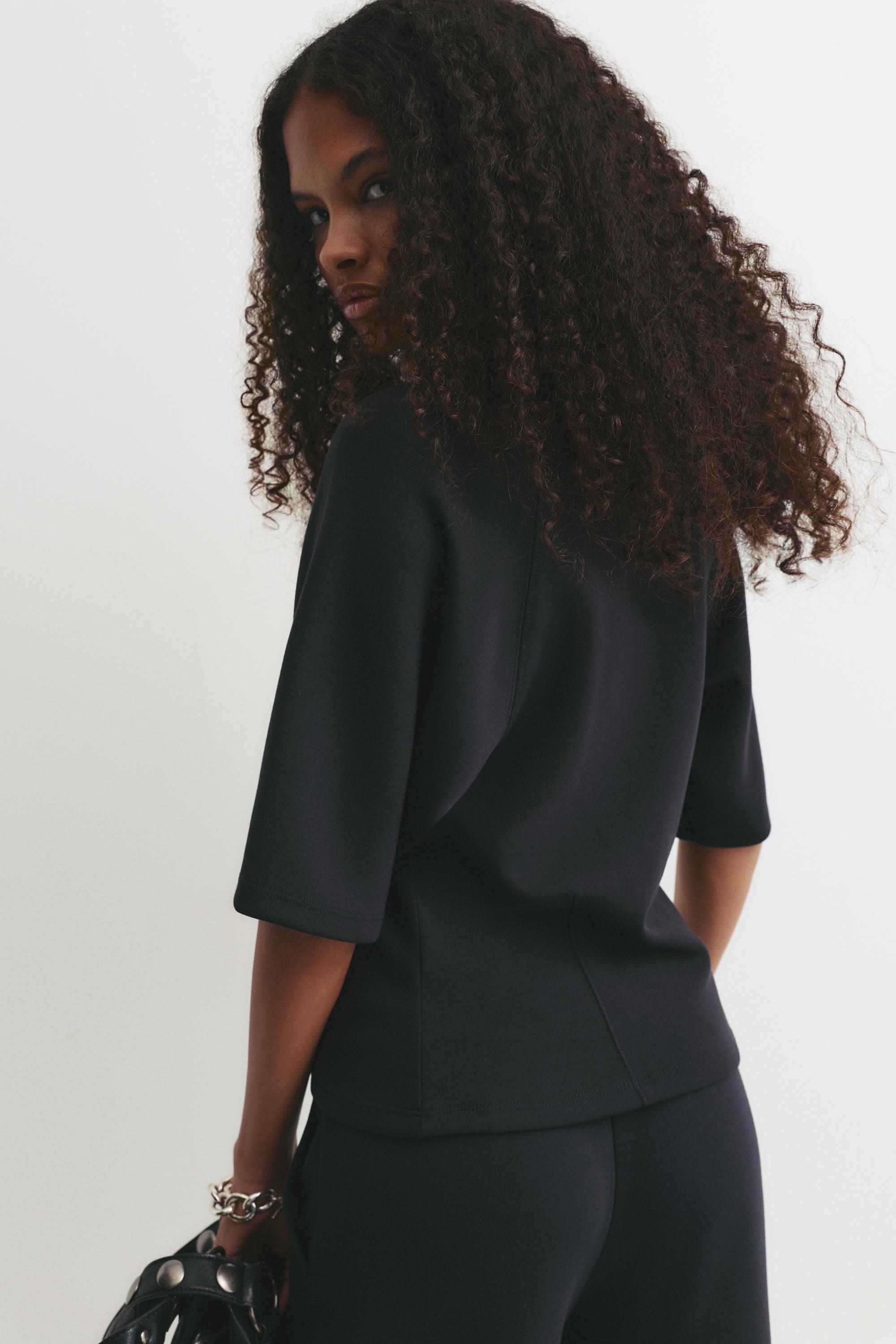 Soft touch short sleeve sweatshirt — Black
