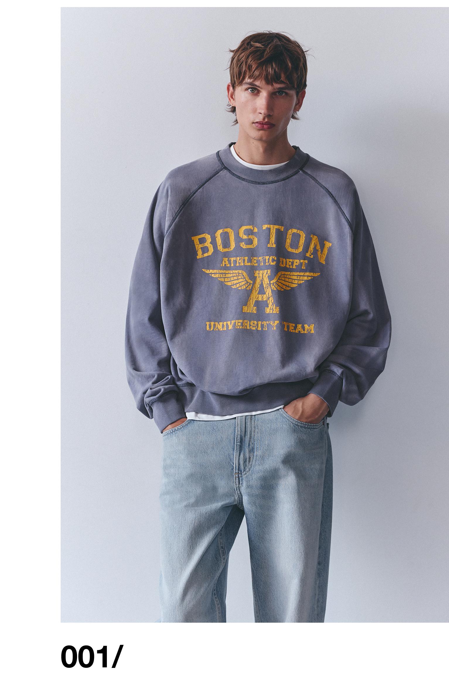 Boston round neck sweatshirt — Blue