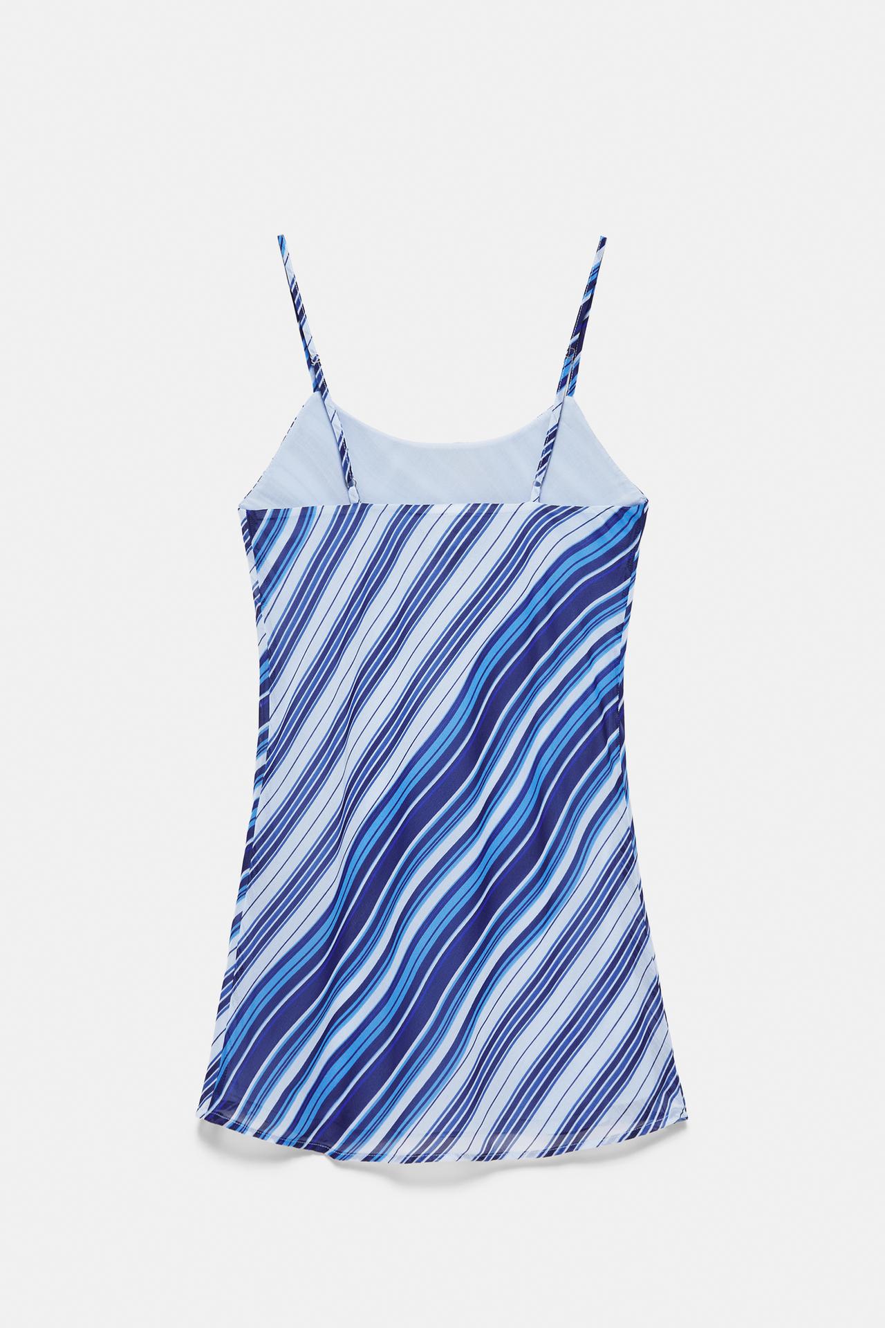 Short striped strappy dress — Deep blue