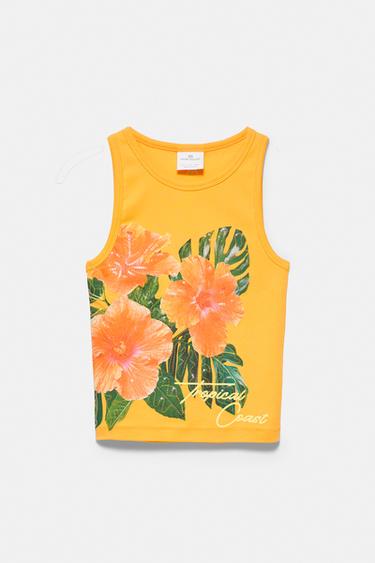 Floral sequin tank top — Orange 6