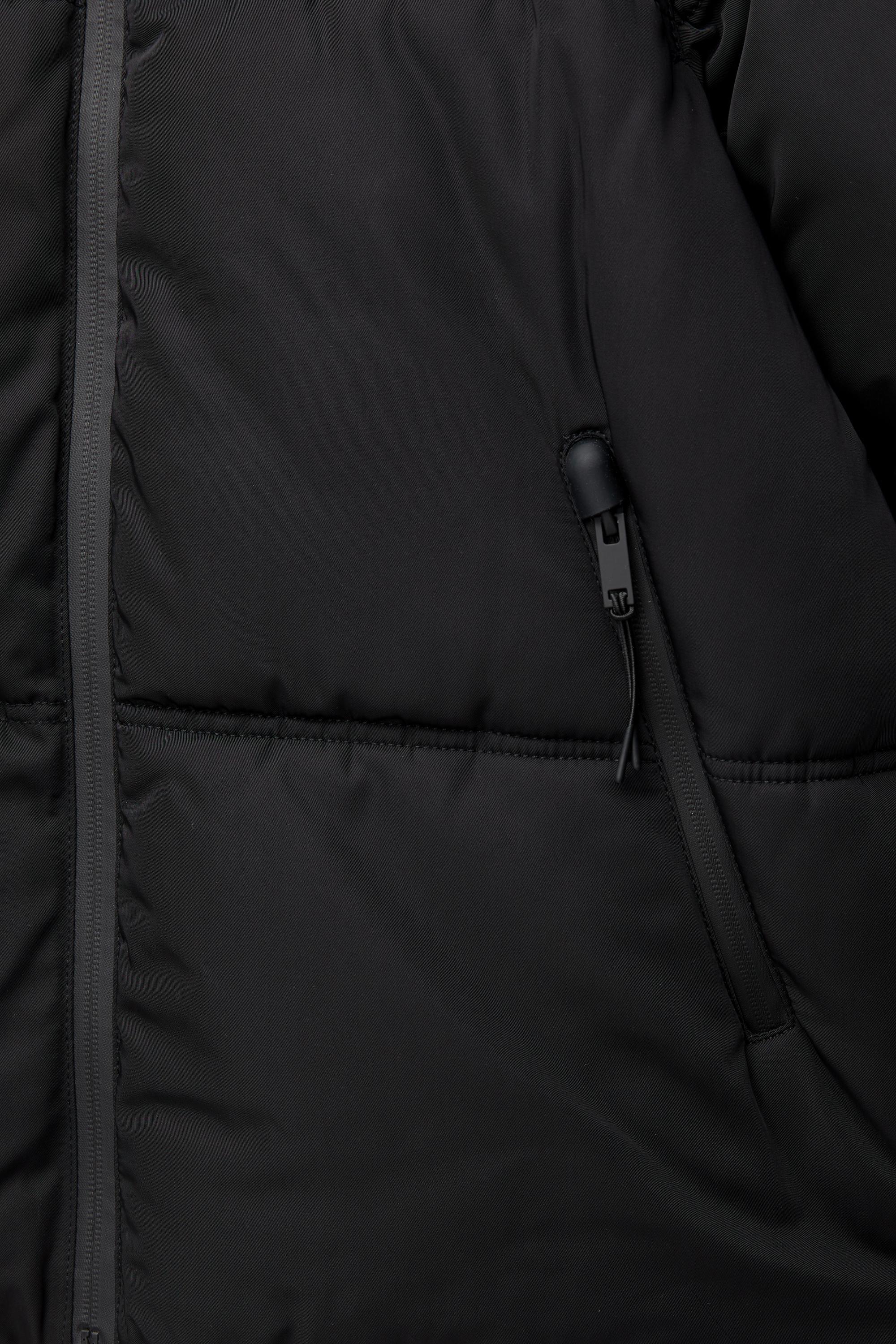Puffer jacket with hood — Black