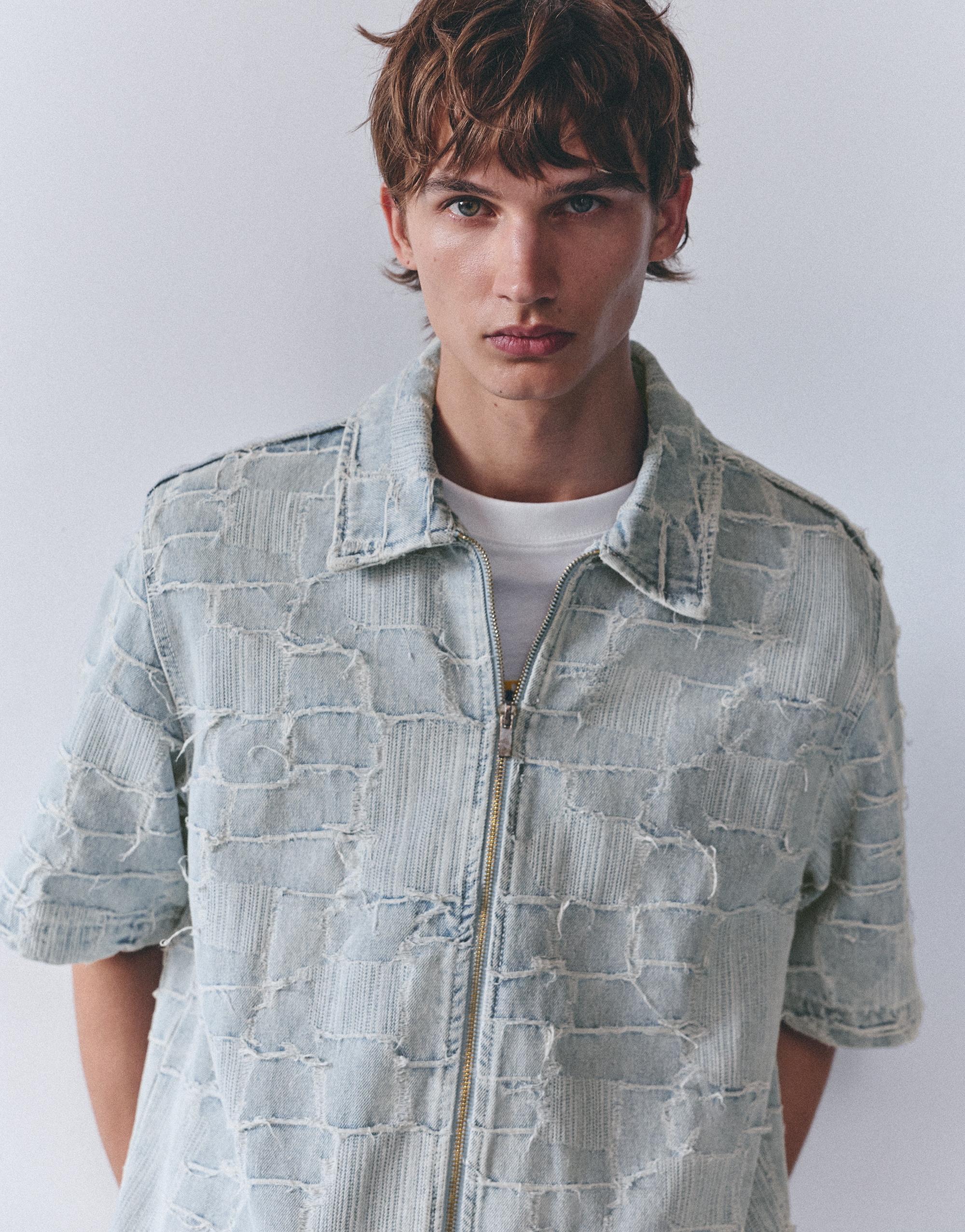 Jacquard denim shirt — Pale indigo