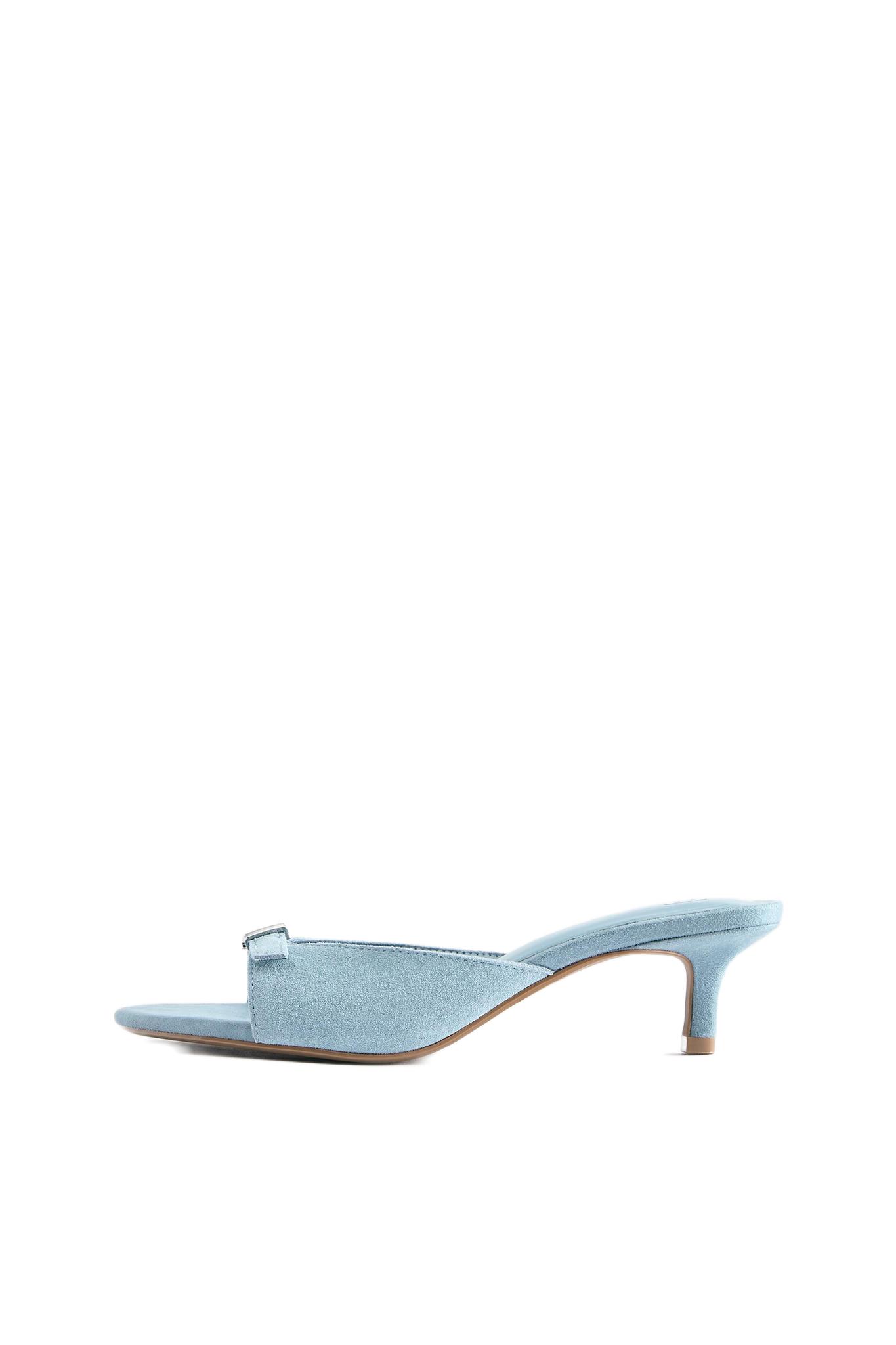Leather buckled heeled mules — Blue