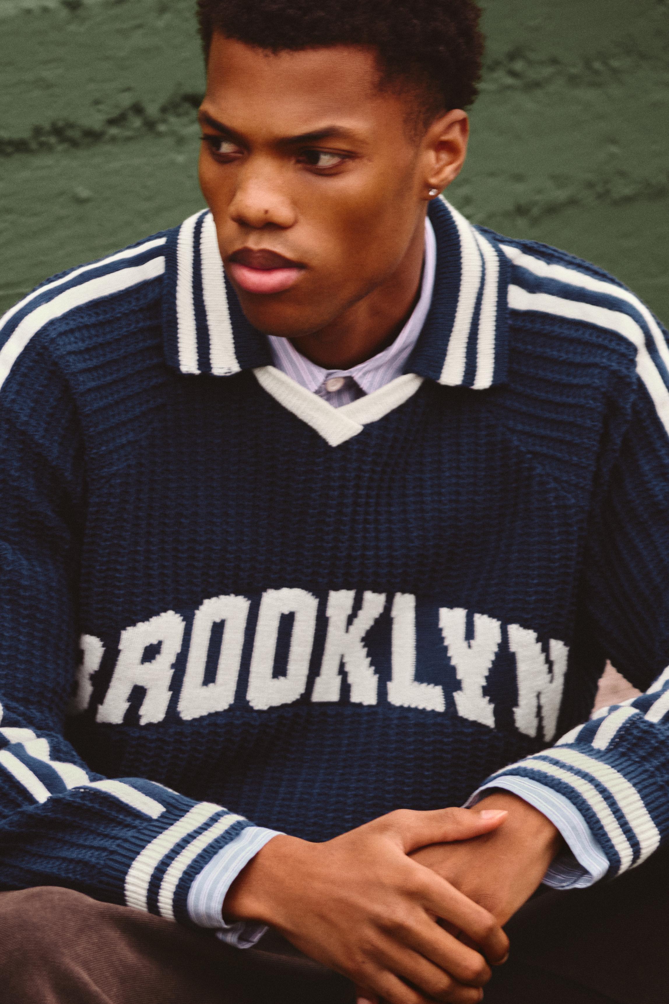 Brooklyn graphic knit polo shirt - Pull&Bear United States